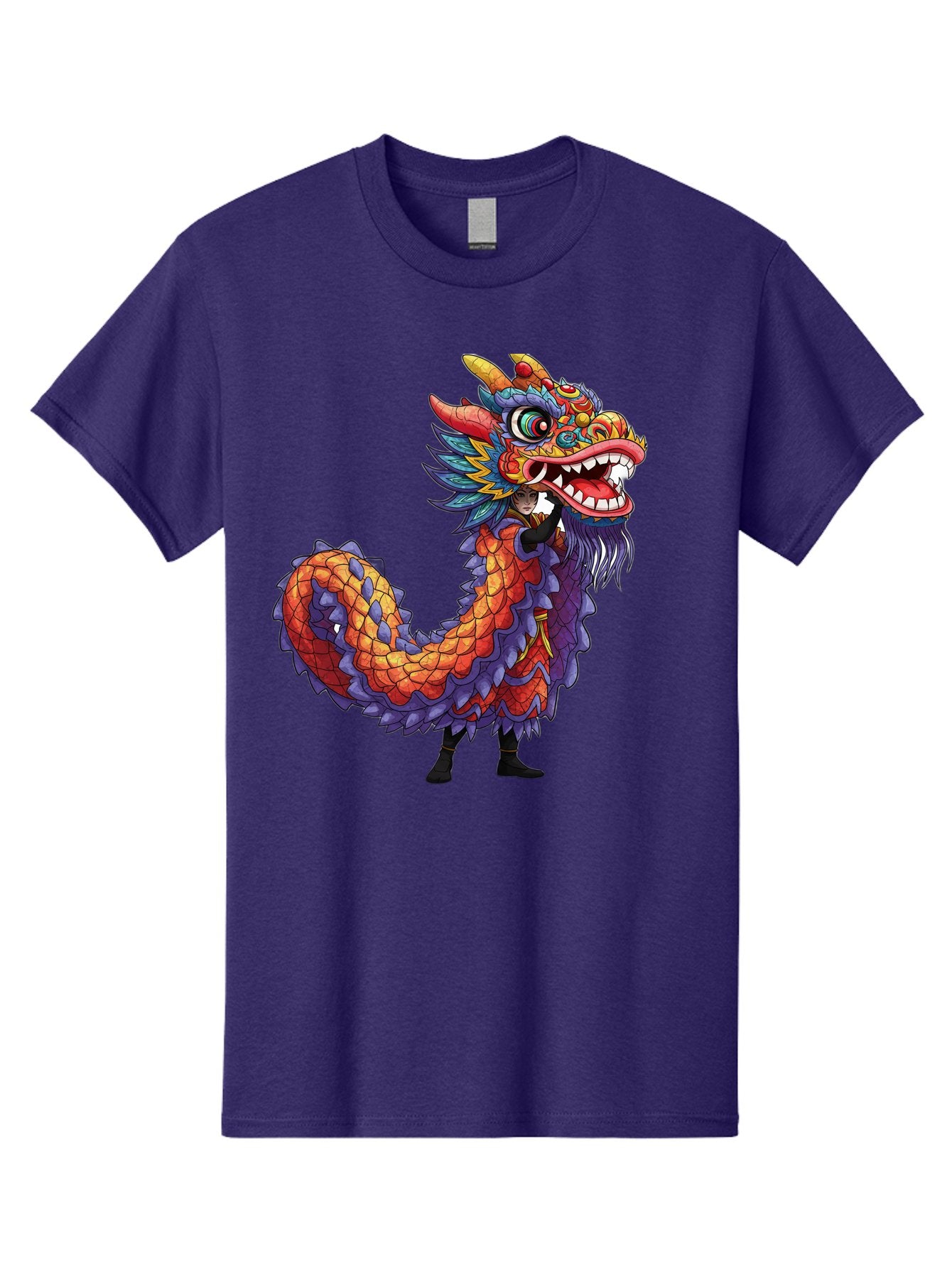 Dragon Men'S Graphic Tee, 100% Cotton, Comfortable Casual Summer Wear, Machine Washable, Vibrant Dragon, Mythical Creature, Chinese Culture, Colorful Scales, Sharp Teeth, Bold Design, Fantasy Art, Cartoon Style Baa563 4