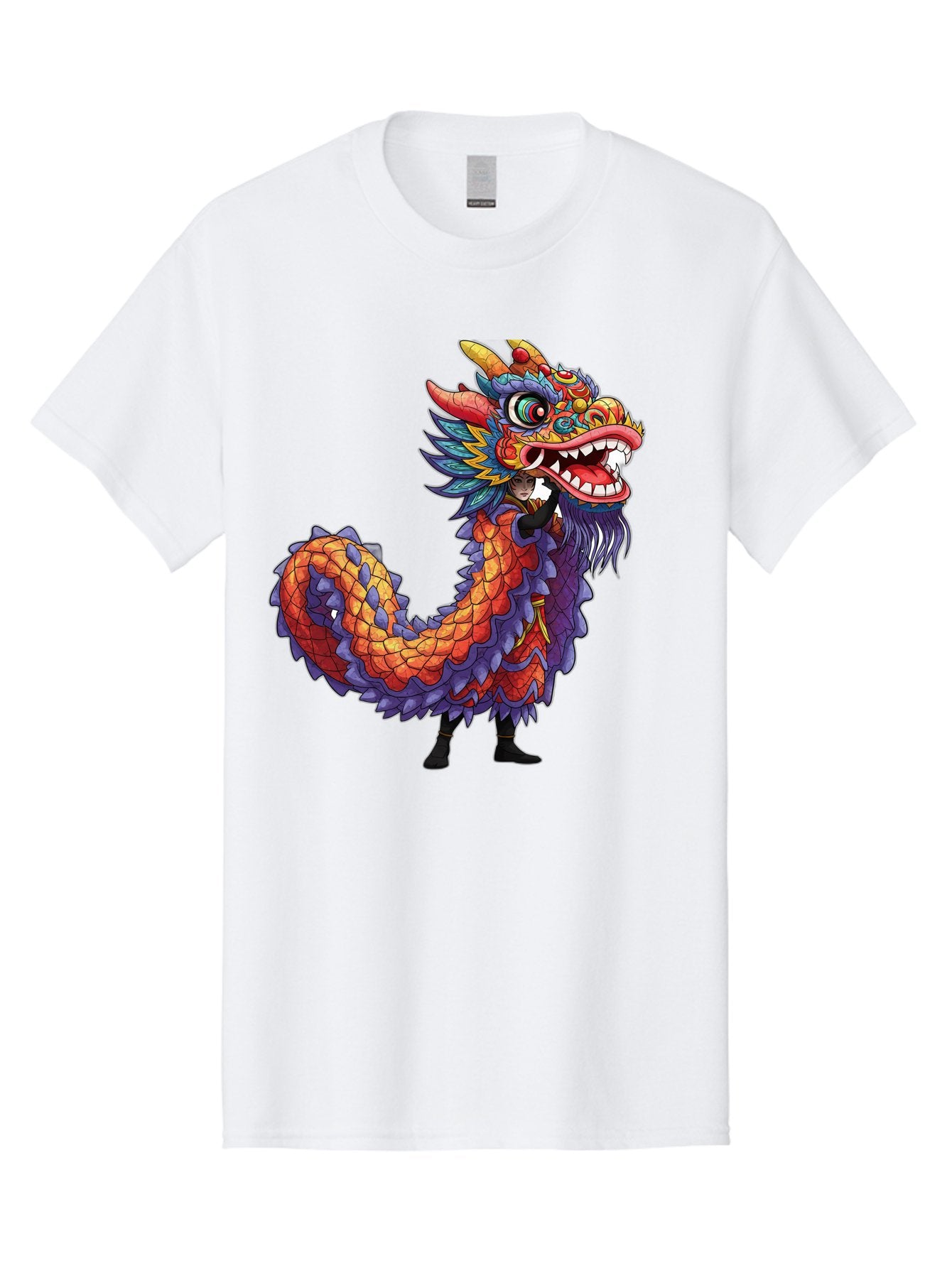 Dragon Men'S Graphic Tee, 100% Cotton, Comfortable Casual Summer Wear, Machine Washable, Vibrant Dragon, Mythical Creature, Chinese Culture, Colorful Scales, Sharp Teeth, Bold Design, Fantasy Art, Cartoon Style Baa563