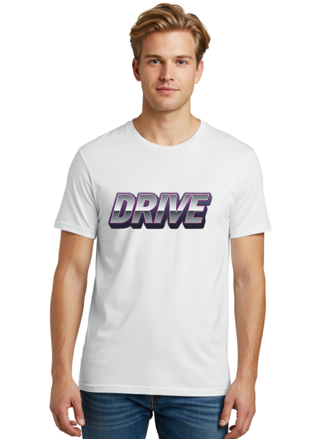 Drive Men'S Graphic Tee, 100% Cotton, Comfortable Casual Summer Wear, Machine Washable, Drive, Bold Typography, Silver Metallic Text, Motivational Phrase, Modern Design, Sleek Font, Dynamic Graphics, Stylish Lettering Baa565 29