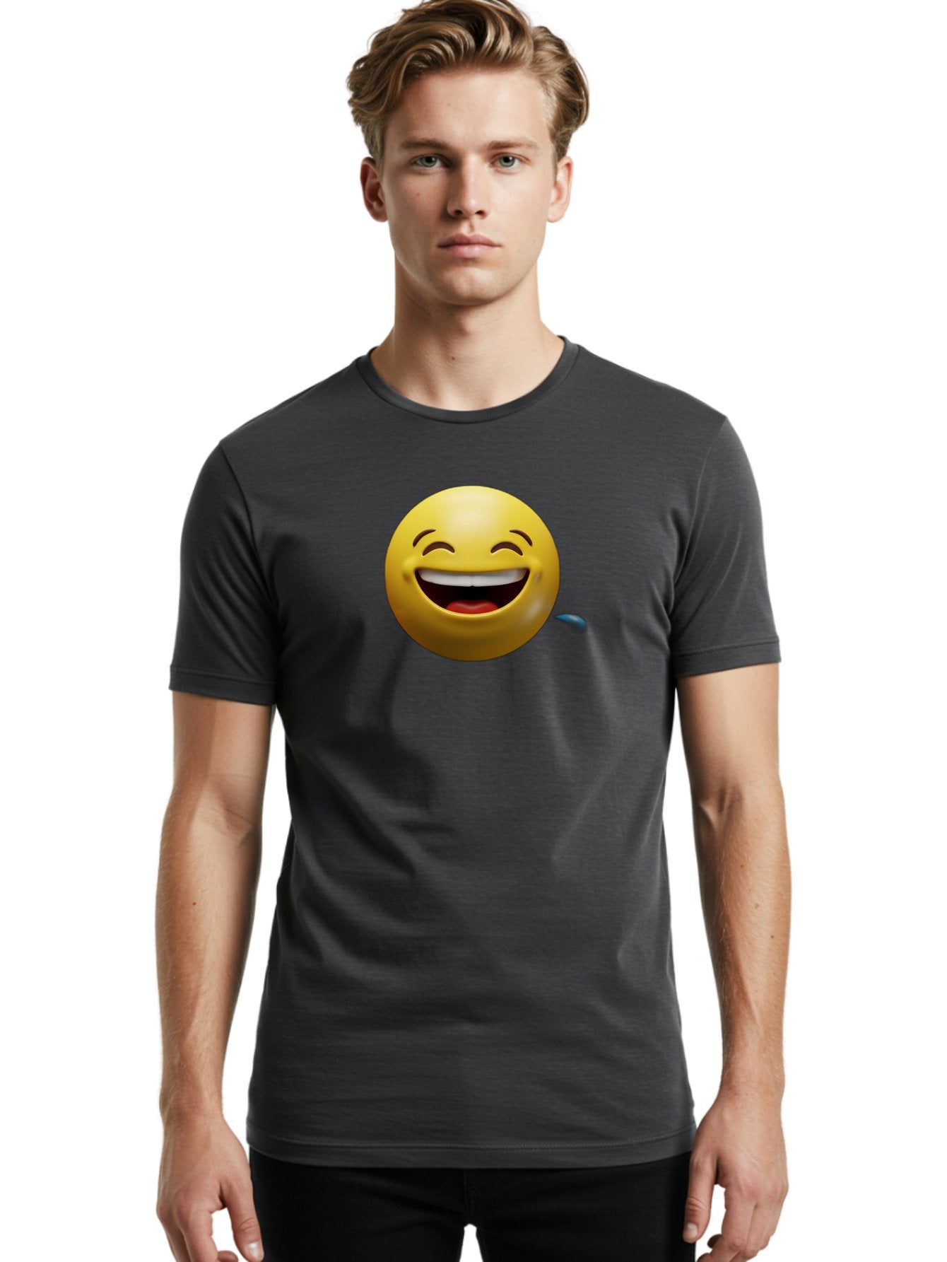 Drooling-Face-Emoji Men'S Graphic Tee, 100% Cotton, Comfortable Casual Summer Wear, Machine Washable, Drooling Face, Laughing Emoji, Happy Face, Joyful Expression, Smiling Face, Playful Emoticon, Humorous Symbol, Yellow Emoji, Baa566 30