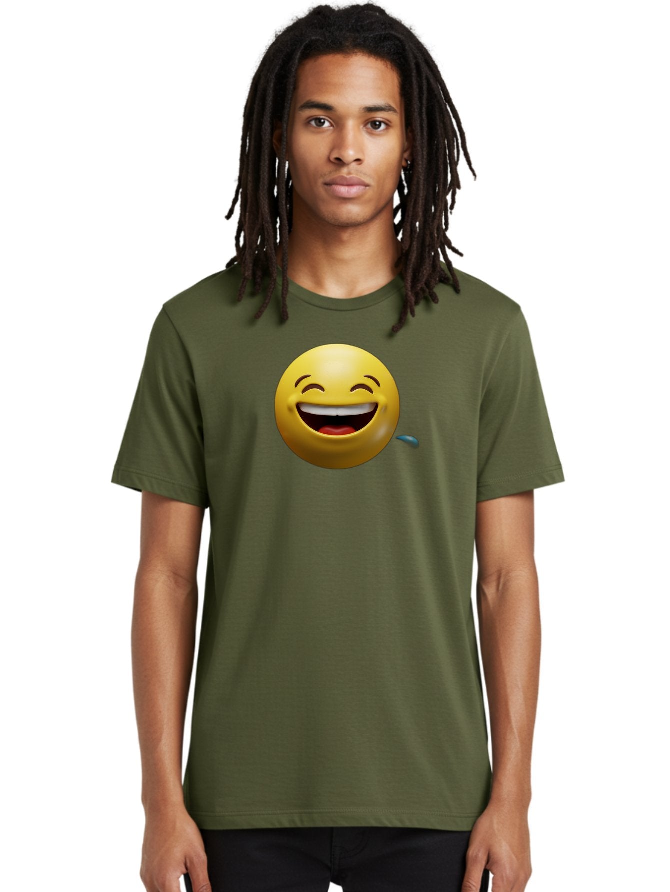 Drooling-Face-Emoji Men'S Graphic Tee, 100% Cotton, Comfortable Casual Summer Wear, Machine Washable, Drooling Face, Laughing Emoji, Happy Face, Joyful Expression, Smiling Face, Playful Emoticon, Humorous Symbol, Yellow Emoji, Baa566 25