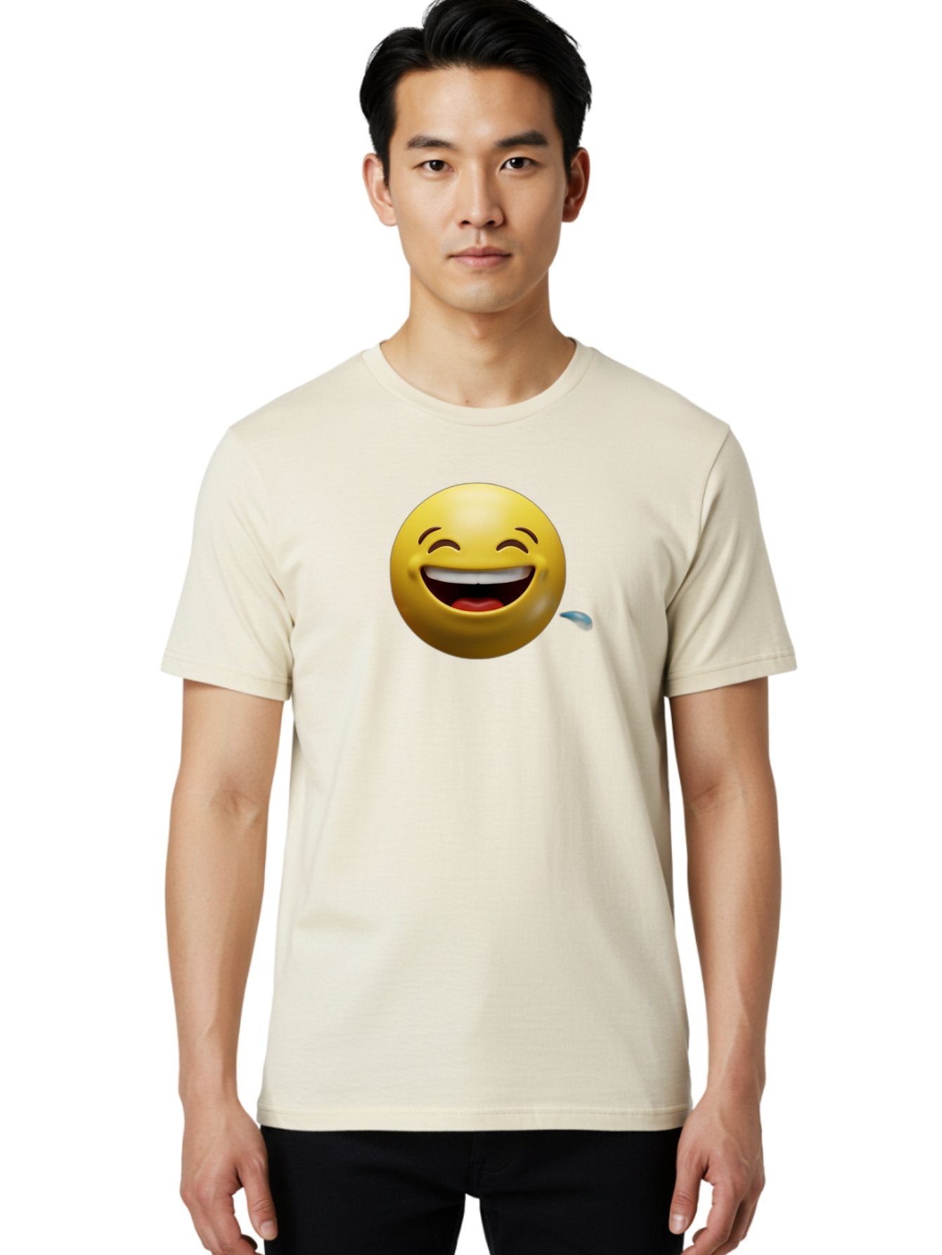 Drooling-Face-Emoji Men'S Graphic Tee, 100% Cotton, Comfortable Casual Summer Wear, Machine Washable, Drooling Face, Laughing Emoji, Happy Face, Joyful Expression, Smiling Face, Playful Emoticon, Humorous Symbol, Yellow Emoji, Baa566 23