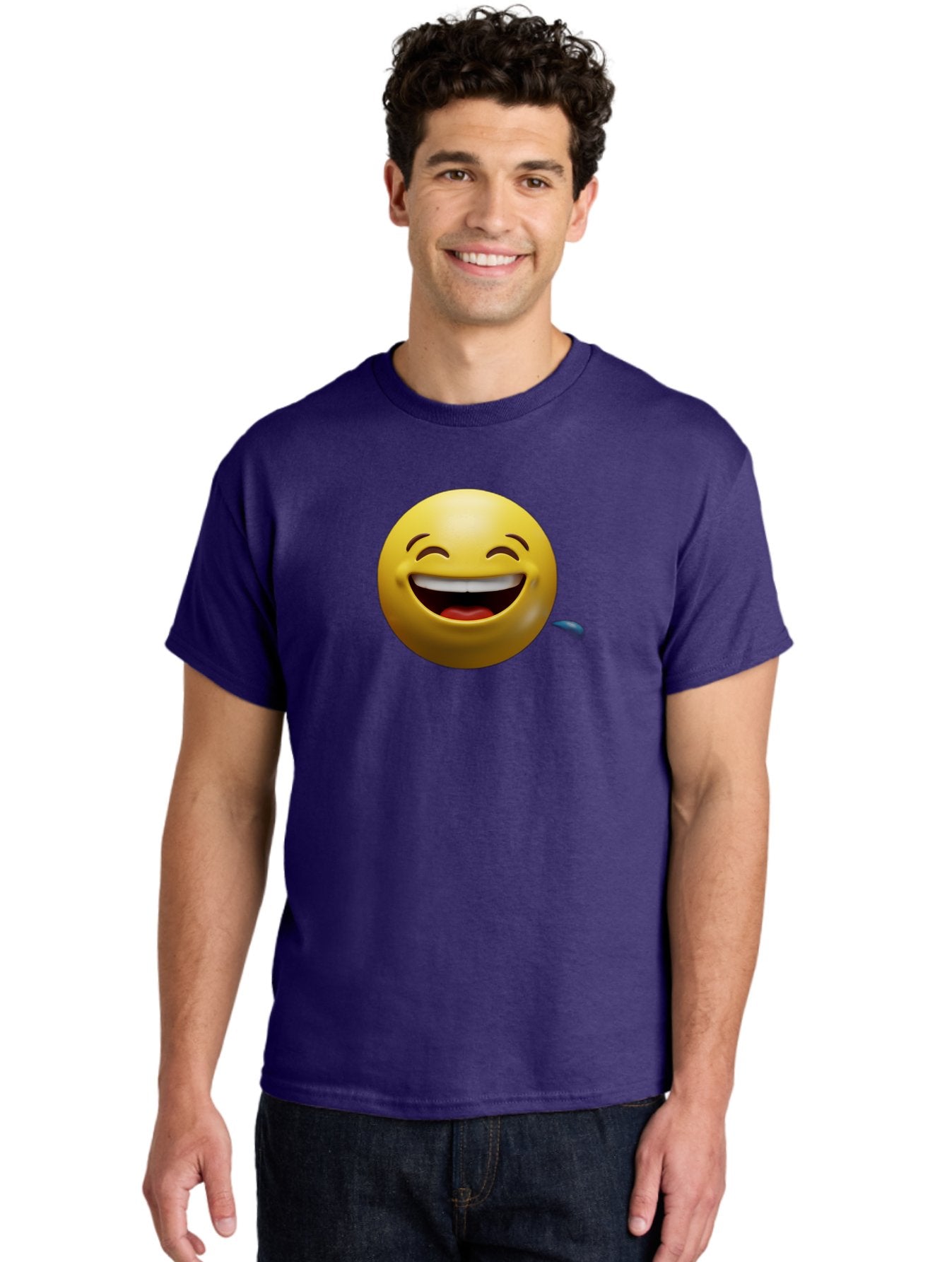 Drooling-Face-Emoji Men'S Graphic Tee, 100% Cotton, Comfortable Casual Summer Wear, Machine Washable, Drooling Face, Laughing Emoji, Happy Face, Joyful Expression, Smiling Face, Playful Emoticon, Humorous Symbol, Yellow Emoji, Baa566 19