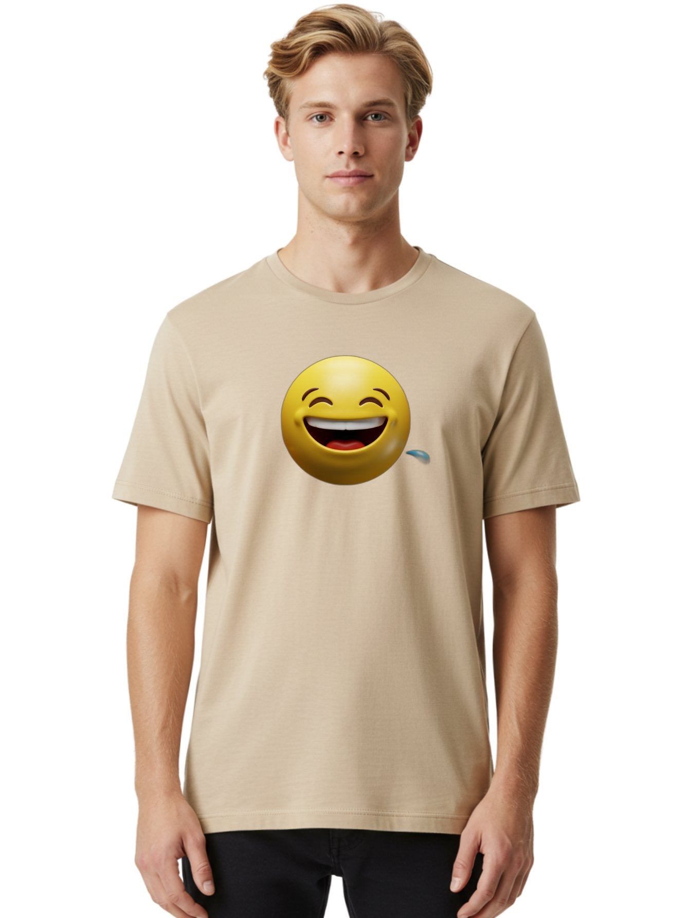 Drooling-Face-Emoji Men'S Graphic Tee, 100% Cotton, Comfortable Casual Summer Wear, Machine Washable, Drooling Face, Laughing Emoji, Happy Face, Joyful Expression, Smiling Face, Playful Emoticon, Humorous Symbol, Yellow Emoji, Baa566 17