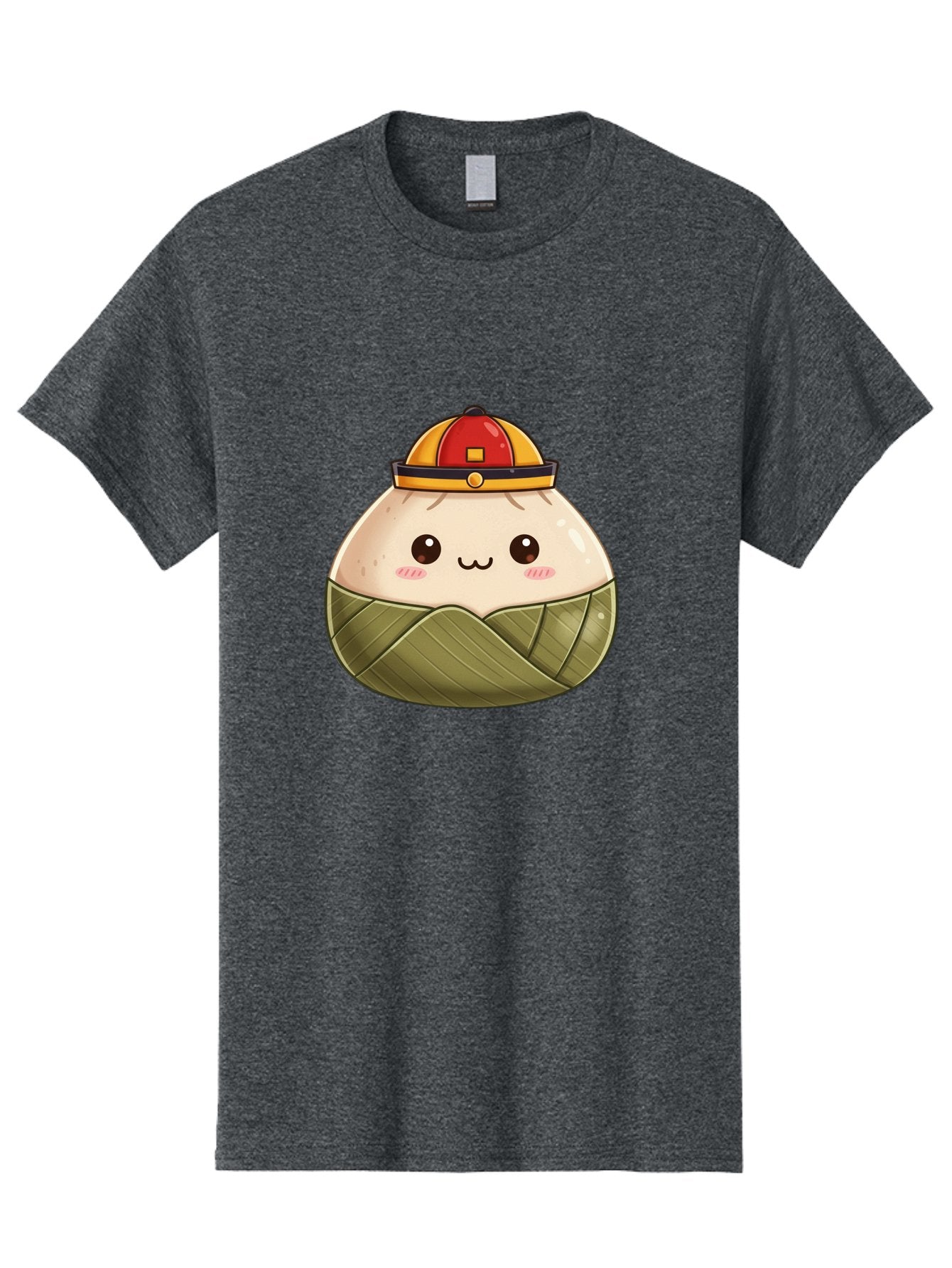 Dumpling-In-Firefighter-Hat Men'S Graphic Tee, 100% Cotton, Comfortable Casual Summer Wear, Machine Washable, Cartoon Baozi, Firefighter Hat, Red And Yellow, Cute Character, Steamed Bun, Kawaii Food, Chinese Cuisine, Adorable Illustration, Baa569