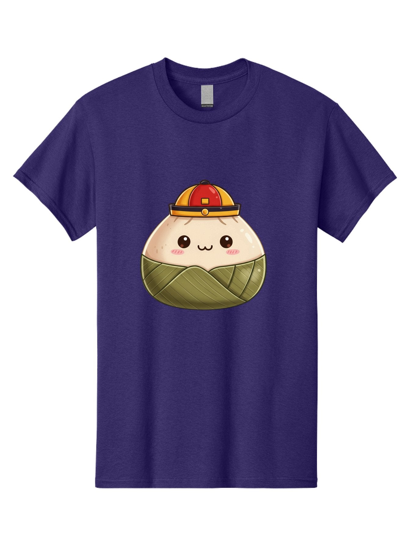 Dumpling-In-Firefighter-Hat Men'S Graphic Tee, 100% Cotton, Comfortable Casual Summer Wear, Machine Washable, Cartoon Baozi, Firefighter Hat, Red And Yellow, Cute Character, Steamed Bun, Kawaii Food, Chinese Cuisine, Adorable Illustration, Baa569