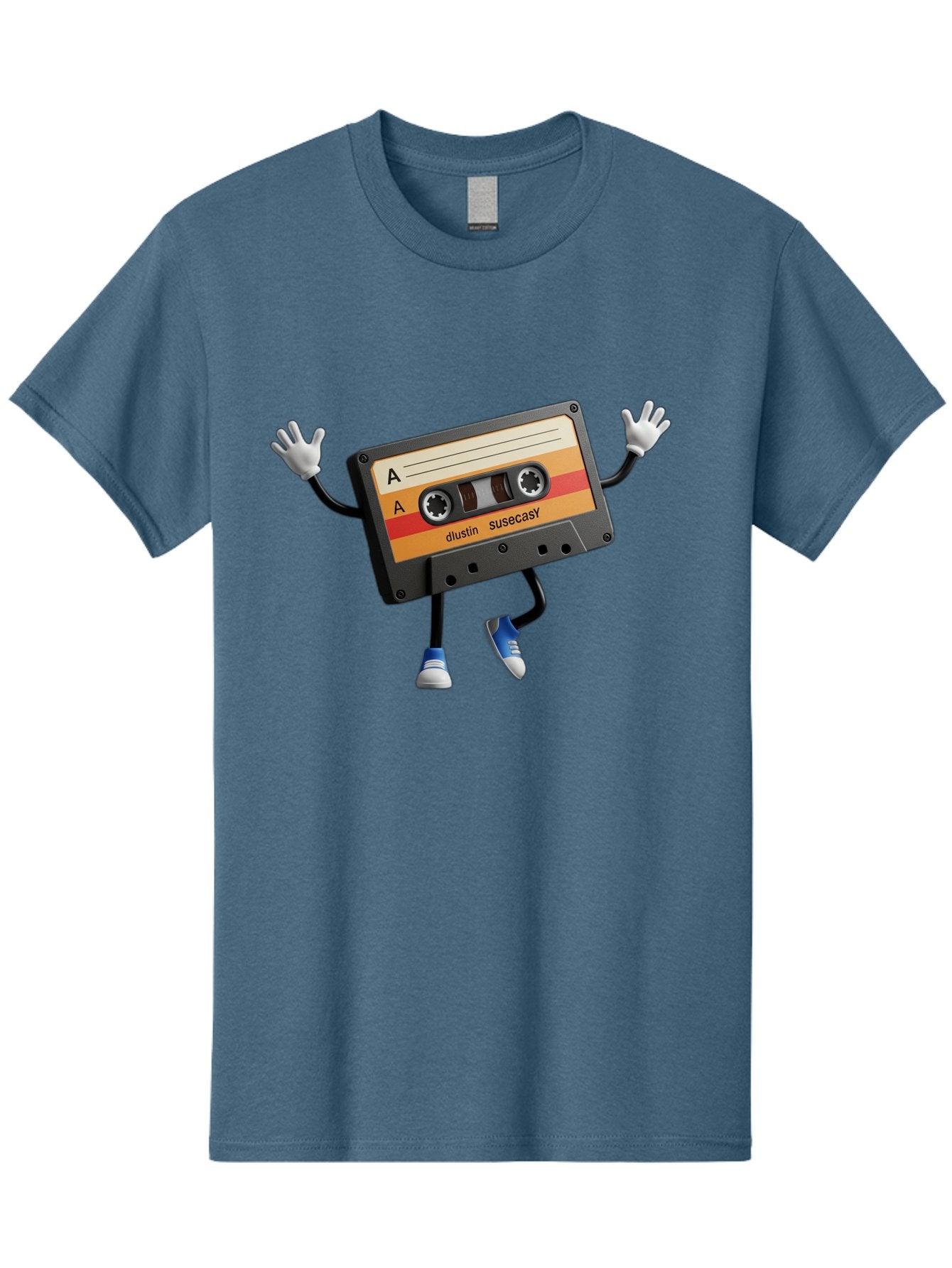 Dustin-Susacasy-Cassette Men'S Graphic Tee, 100% Cotton, Comfortable Casual Summer Wear, Machine Washable, Retro Cassette Tape Character, Vintage Music Format, Nostalgic Design, Animated Object, Dancin' Mixtape, Funky Art Style, Playful Vibe, Baa571 12