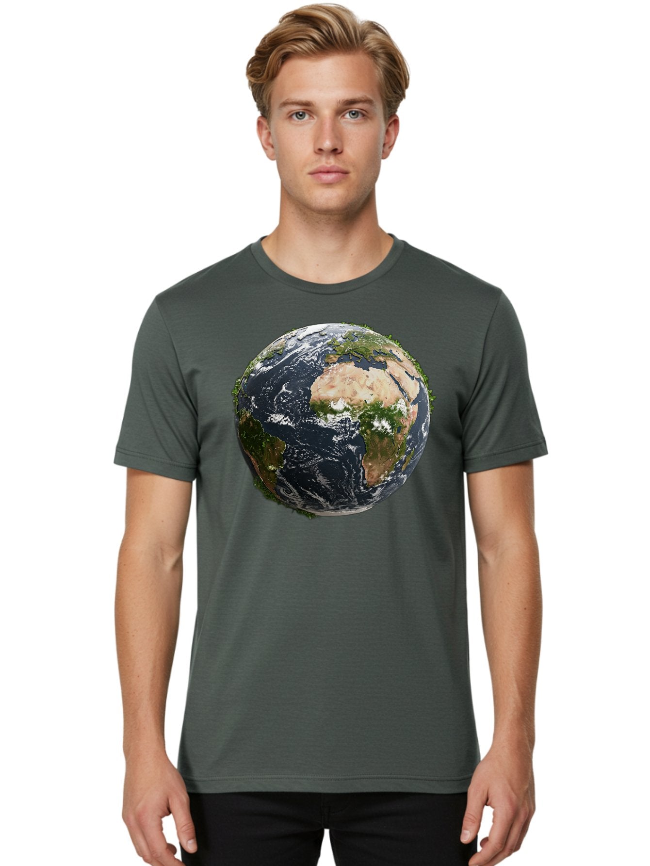Earth-1 Men'S Graphic Tee, 100% Cotton, Comfortable Casual Summer Wear, Machine Washable, Globe Showing Africa And Europe, Earth From Space, Global Map, Planet Earth, World Geography, International Relations, Global Unity, Earth'S Beauty Baa572 19