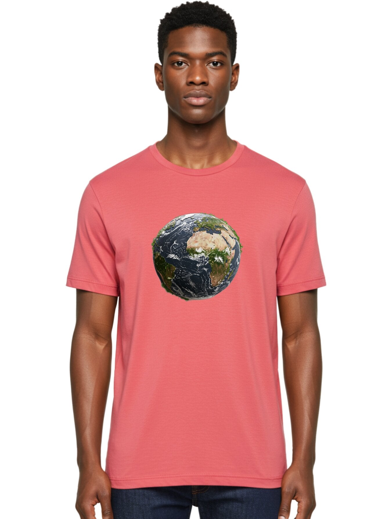 Earth-1 Men'S Graphic Tee, 100% Cotton, Comfortable Casual Summer Wear, Machine Washable, Globe Showing Africa And Europe, Earth From Space, Global Map, Planet Earth, World Geography, International Relations, Global Unity, Earth'S Beauty Baa572 22