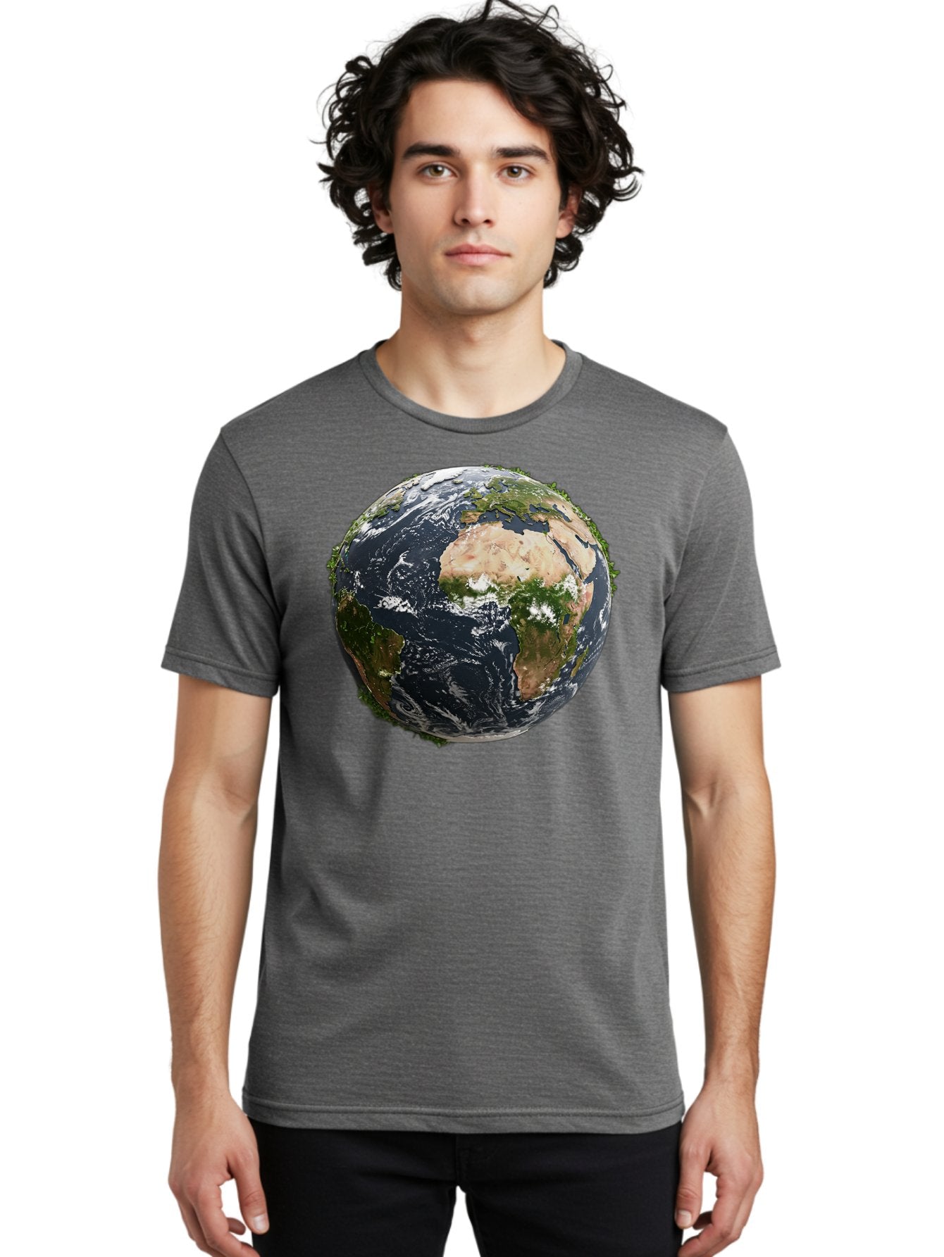 Earth-1 Men'S Graphic Tee, 100% Cotton, Comfortable Casual Summer Wear, Machine Washable, Globe Showing Africa And Europe, Earth From Space, Global Map, Planet Earth, World Geography, International Relations, Global Unity, Earth'S Beauty Baa572 17