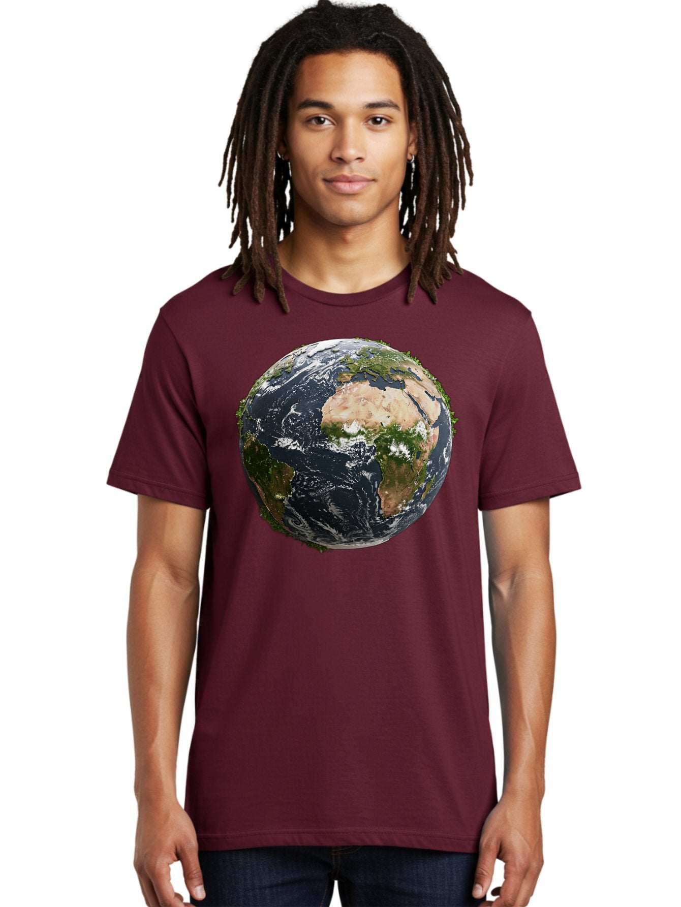 Earth-1 Men'S Graphic Tee, 100% Cotton, Comfortable Casual Summer Wear, Machine Washable, Globe Showing Africa And Europe, Earth From Space, Global Map, Planet Earth, World Geography, International Relations, Global Unity, Earth'S Beauty Baa572 23
