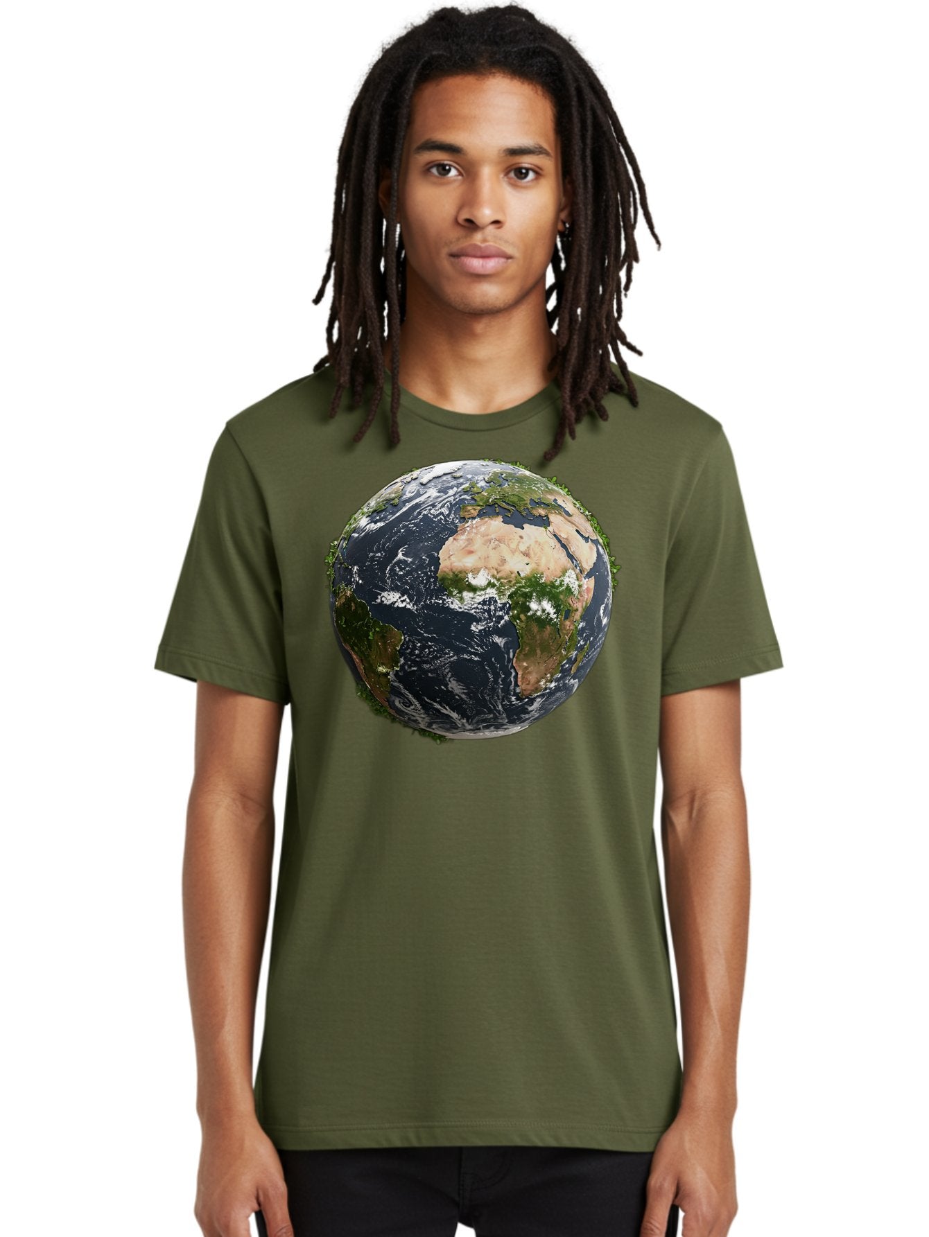 Earth-1 Men'S Graphic Tee, 100% Cotton, Comfortable Casual Summer Wear, Machine Washable, Globe Showing Africa And Europe, Earth From Space, Global Map, Planet Earth, World Geography, International Relations, Global Unity, Earth'S Beauty Baa572 29