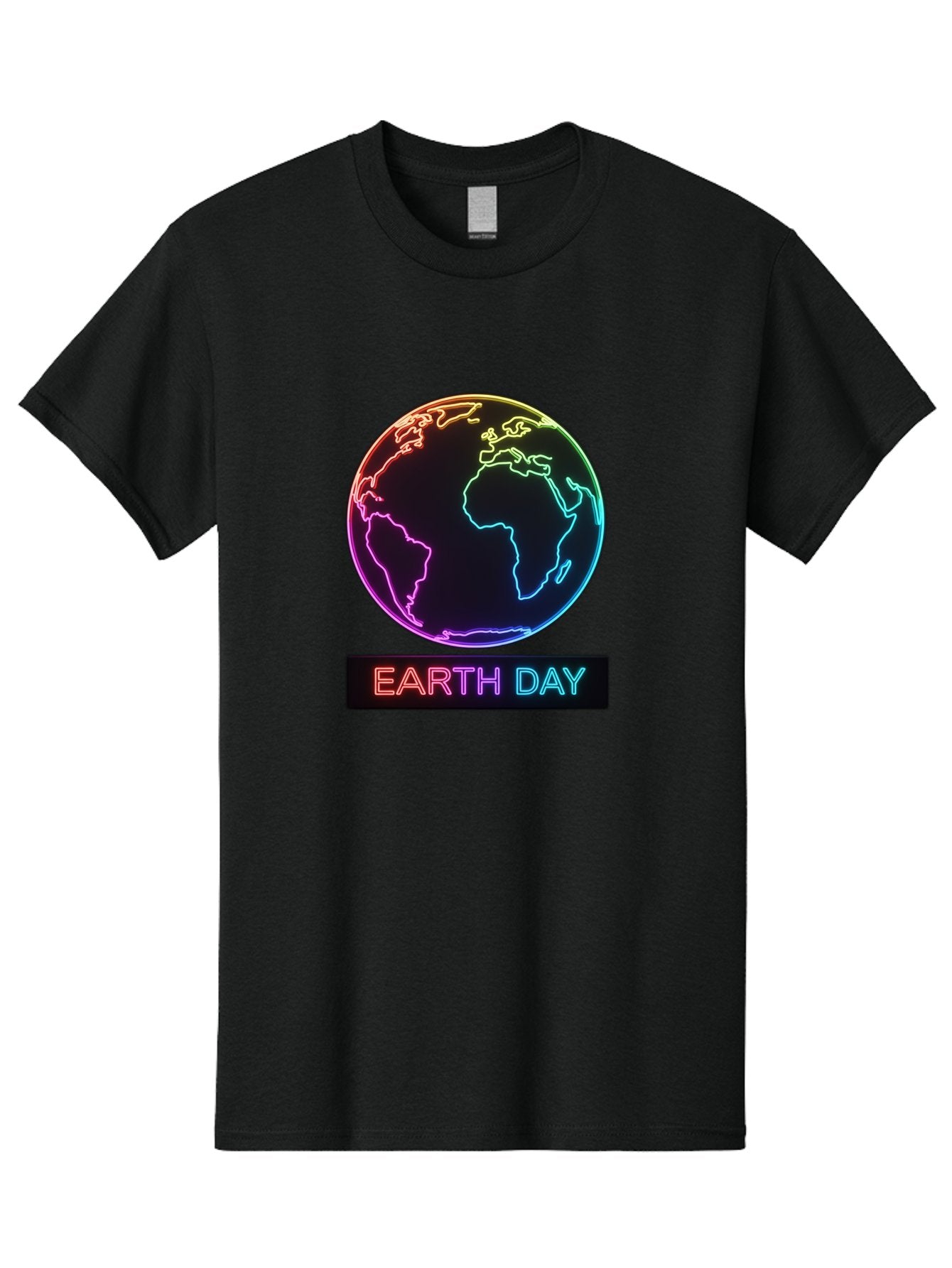 Earth-Day-1 Men'S Graphic Tee, 100% Cotton, Comfortable Casual Summer Wear, Machine Washable, Earth Day, Planet Earth, Globe, Neon Lights, Colorful Graphics, Environmental Awareness, Conservation, Sustainability, Eco-Friendly, World Map Baa573 13