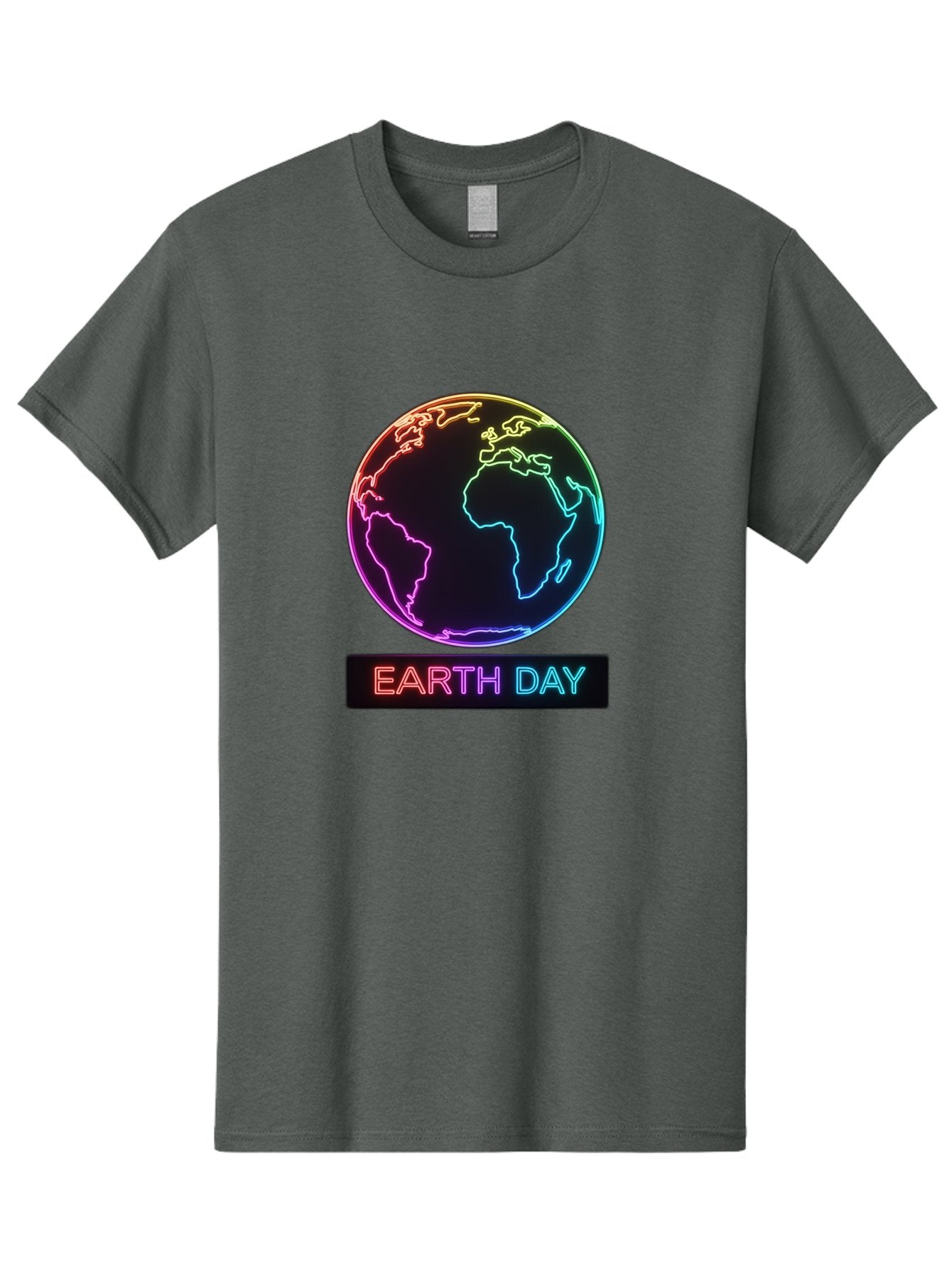Earth-Day-1 Men'S Graphic Tee, 100% Cotton, Comfortable Casual Summer Wear, Machine Washable, Earth Day, Planet Earth, Globe, Neon Lights, Colorful Graphics, Environmental Awareness, Conservation, Sustainability, Eco-Friendly, World Map Baa573 9