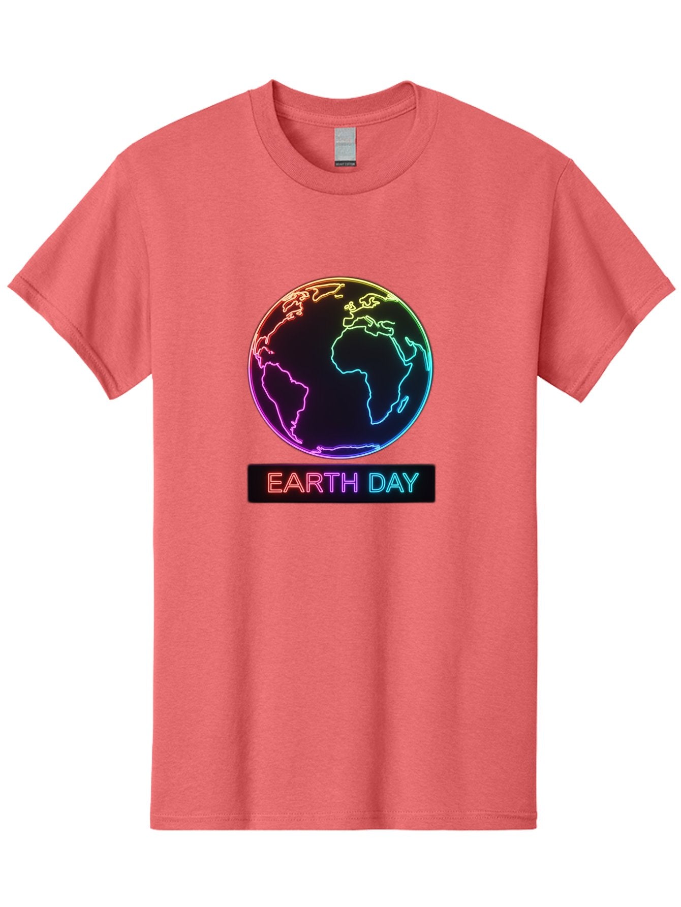 Earth-Day-1 Men'S Graphic Tee, 100% Cotton, Comfortable Casual Summer Wear, Machine Washable, Earth Day, Planet Earth, Globe, Neon Lights, Colorful Graphics, Environmental Awareness, Conservation, Sustainability, Eco-Friendly, World Map Baa573 7