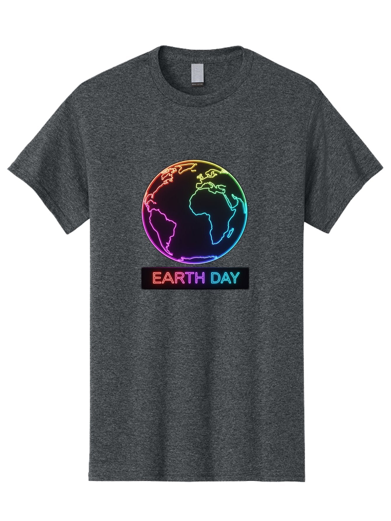 Earth-Day-1 Men'S Graphic Tee, 100% Cotton, Comfortable Casual Summer Wear, Machine Washable, Earth Day, Planet Earth, Globe, Neon Lights, Colorful Graphics, Environmental Awareness, Conservation, Sustainability, Eco-Friendly, World Map Baa573 4