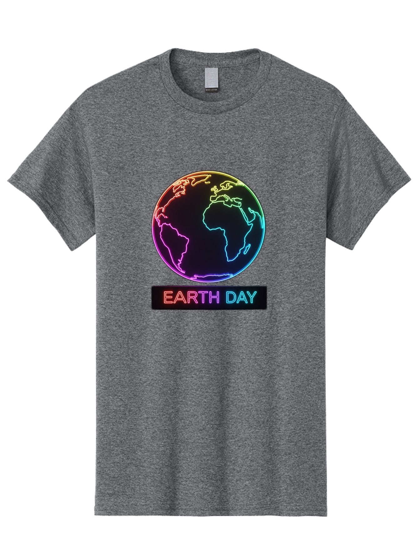 Earth-Day-1 Men'S Graphic Tee, 100% Cotton, Comfortable Casual Summer Wear, Machine Washable, Earth Day, Planet Earth, Globe, Neon Lights, Colorful Graphics, Environmental Awareness, Conservation, Sustainability, Eco-Friendly, World Map Baa573 10