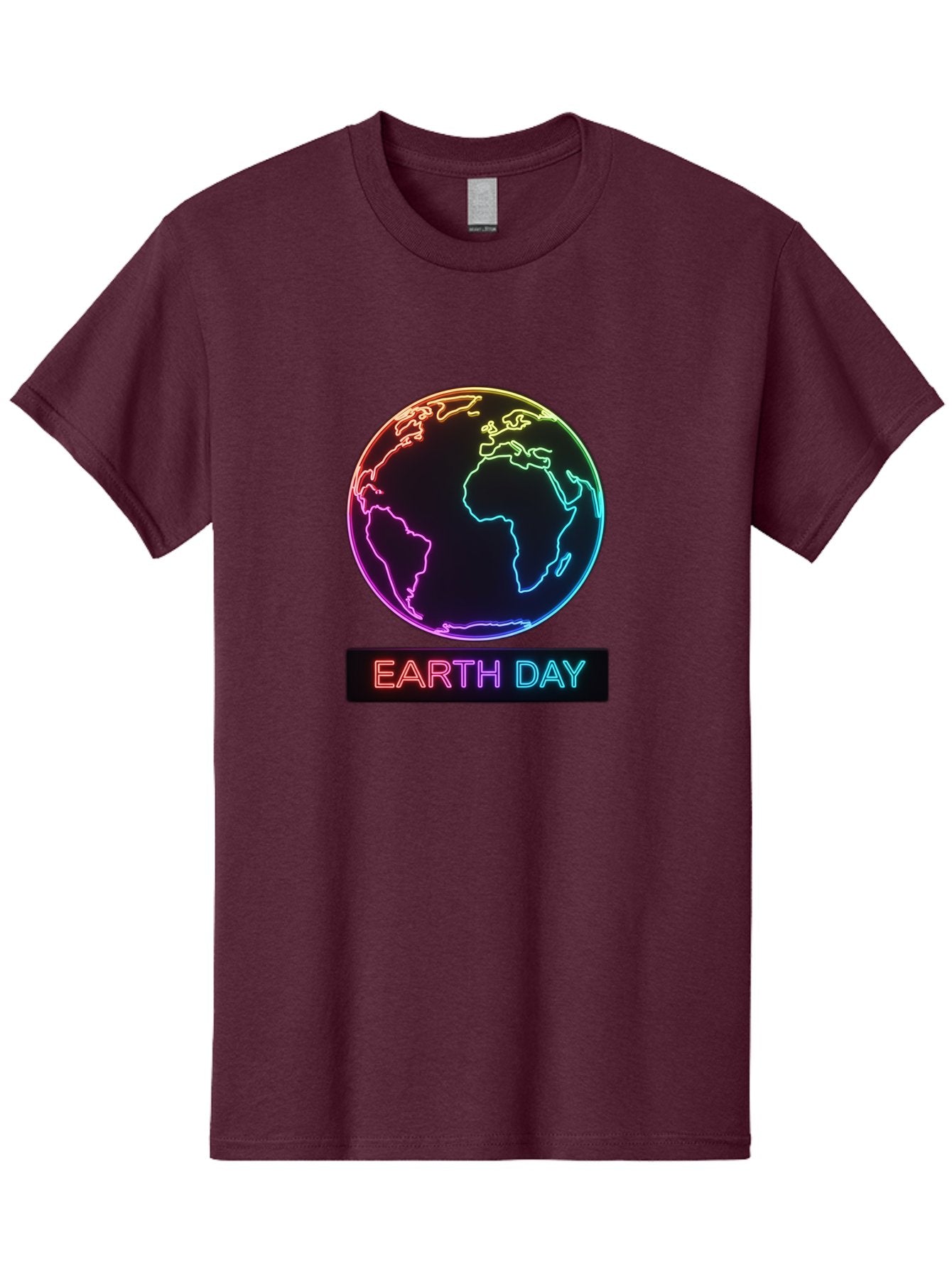 Earth-Day-1 Men'S Graphic Tee, 100% Cotton, Comfortable Casual Summer Wear, Machine Washable, Earth Day, Planet Earth, Globe, Neon Lights, Colorful Graphics, Environmental Awareness, Conservation, Sustainability, Eco-Friendly, World Map Baa573 6