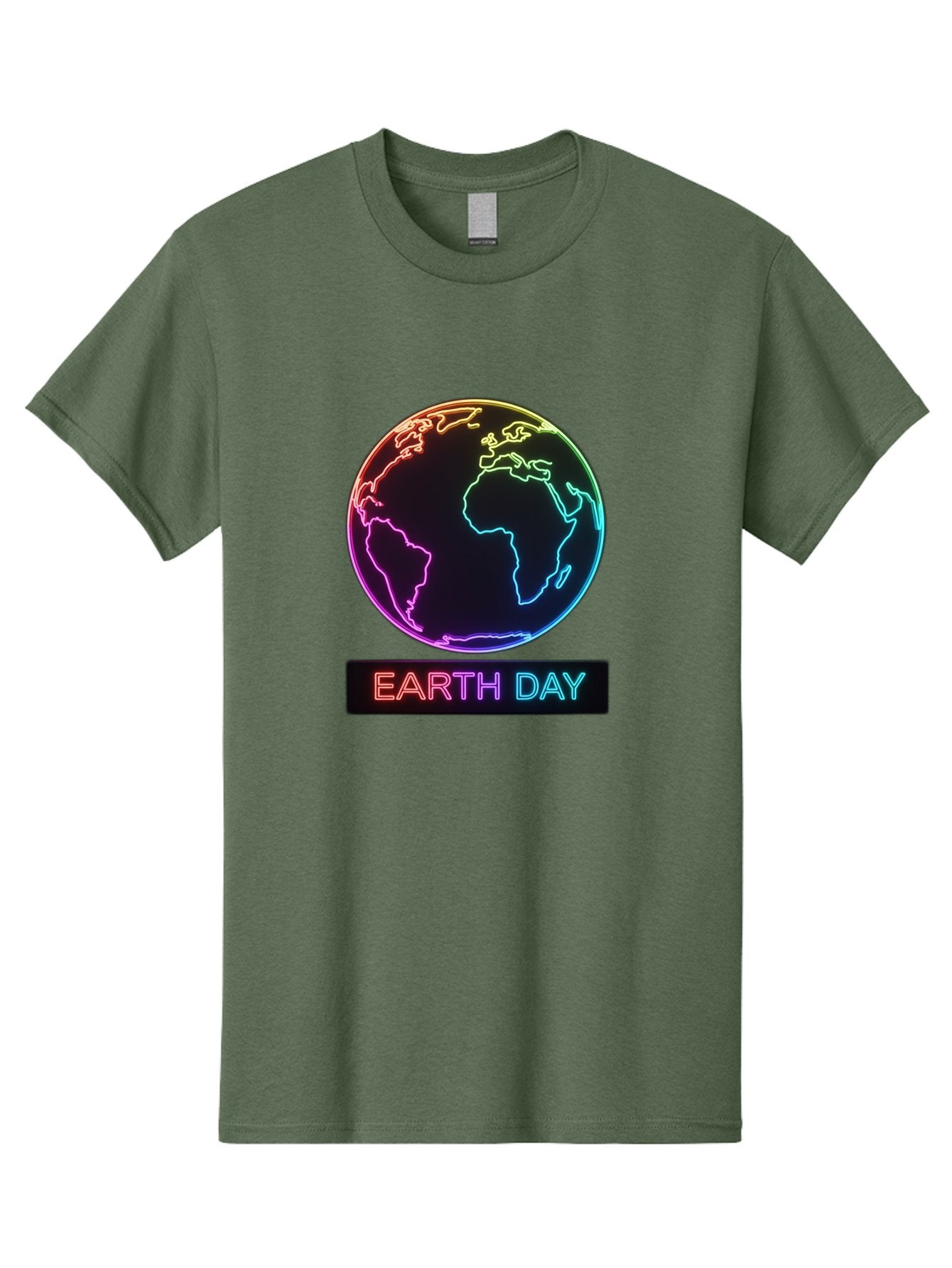 Earth-Day-1 Men'S Graphic Tee, 100% Cotton, Comfortable Casual Summer Wear, Machine Washable, Earth Day, Planet Earth, Globe, Neon Lights, Colorful Graphics, Environmental Awareness, Conservation, Sustainability, Eco-Friendly, World Map Baa573 8