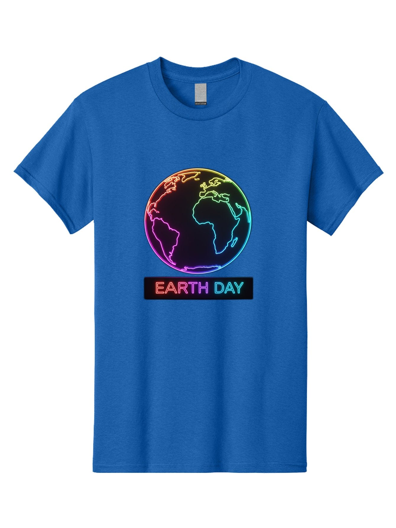 Earth-Day-1 Men'S Graphic Tee, 100% Cotton, Comfortable Casual Summer Wear, Machine Washable, Earth Day, Planet Earth, Globe, Neon Lights, Colorful Graphics, Environmental Awareness, Conservation, Sustainability, Eco-Friendly, World Map Baa573 5
