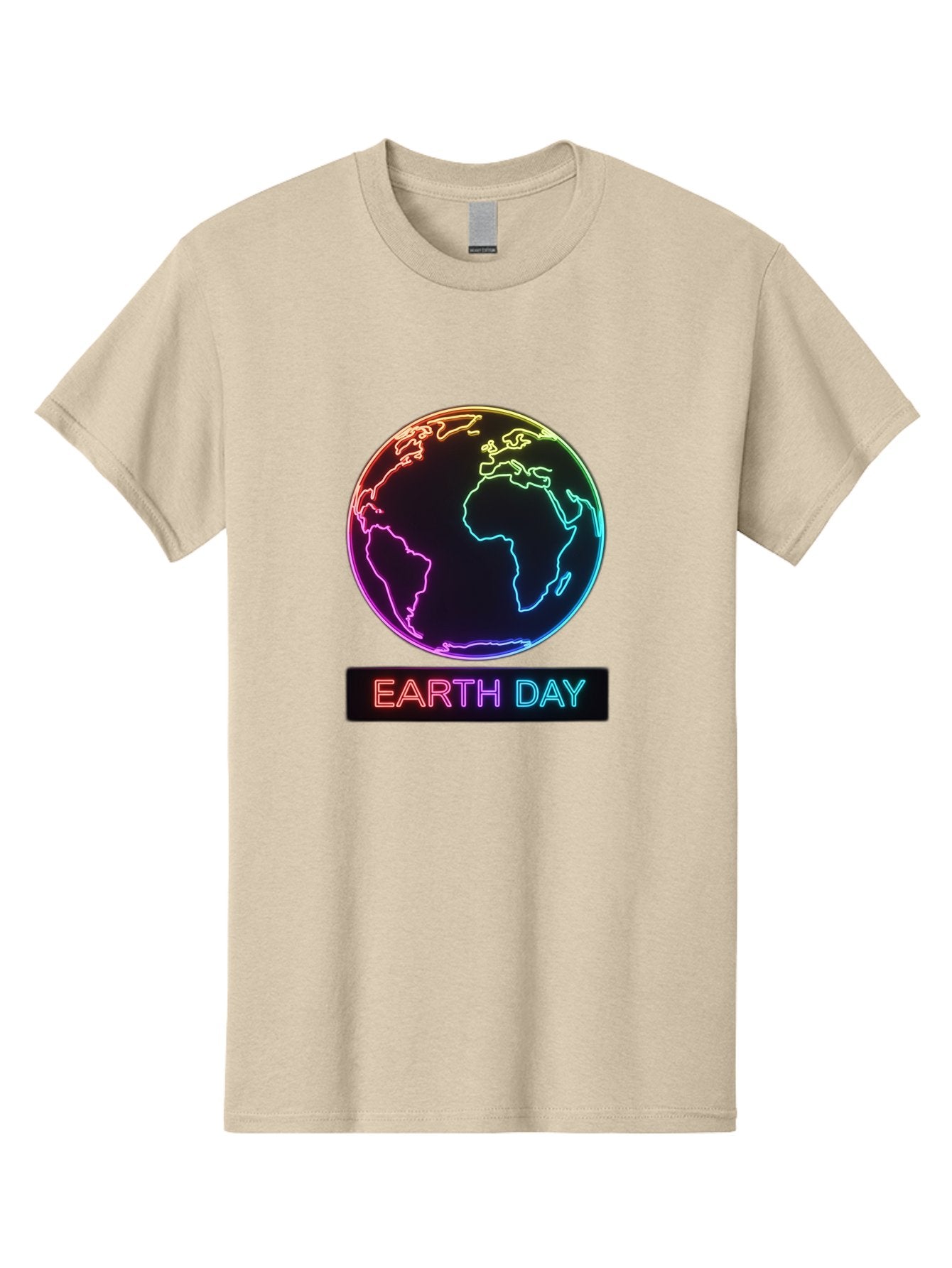 Earth-Day-1 Men'S Graphic Tee, 100% Cotton, Comfortable Casual Summer Wear, Machine Washable, Earth Day, Planet Earth, Globe, Neon Lights, Colorful Graphics, Environmental Awareness, Conservation, Sustainability, Eco-Friendly, World Map Baa573 3