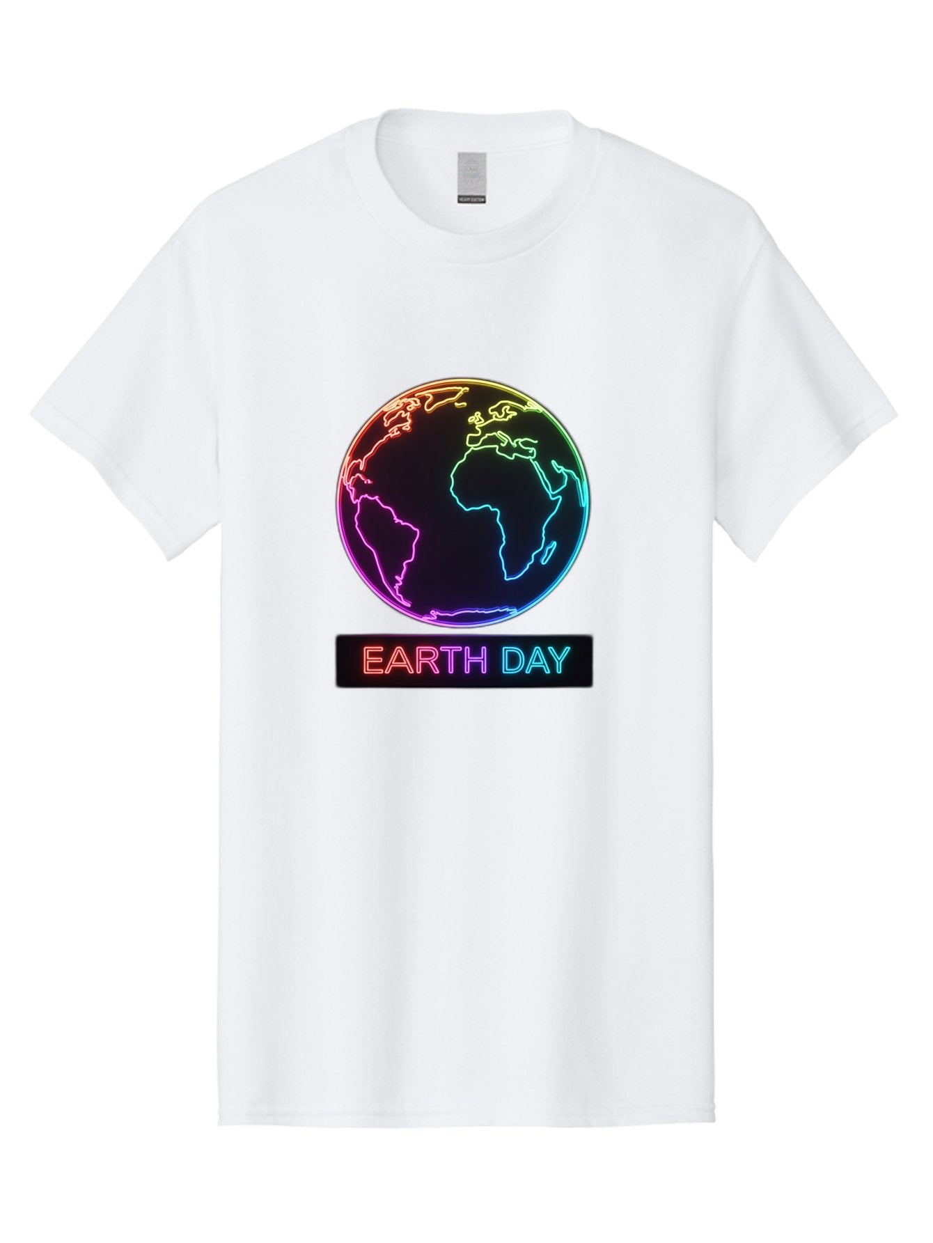 Earth-Day-1 Men'S Graphic Tee, 100% Cotton, Comfortable Casual Summer Wear, Machine Washable, Earth Day, Planet Earth, Globe, Neon Lights, Colorful Graphics, Environmental Awareness, Conservation, Sustainability, Eco-Friendly, World Map Baa573 11