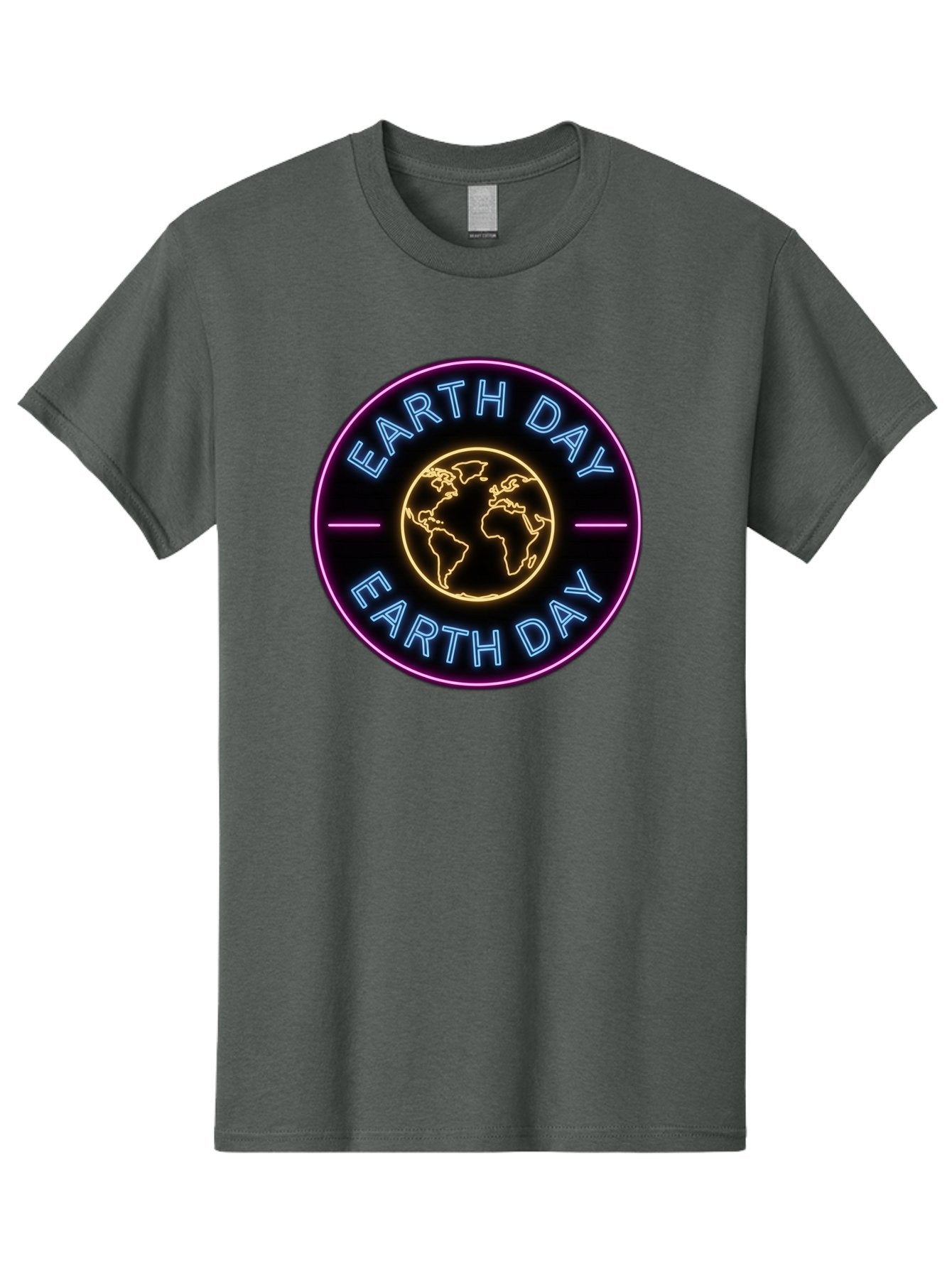 Earth-Day Men'S Graphic Tee, 100% Cotton, Comfortable Casual Summer Wear, Machine Washable, Earth Day Logo, Neon Sign, Global Awareness, Environmental Conservation, Eco-Friendly, Sustainability, Planet Earth Baa574