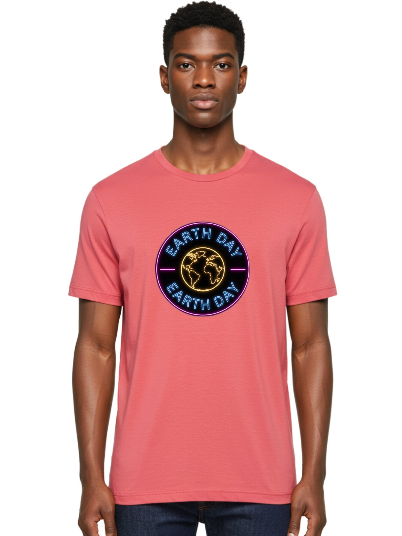 Earth-Day Men'S Graphic Tee, 100% Cotton, Comfortable Casual Summer Wear, Machine Washable, Earth Day Logo, Neon Sign, Global Awareness, Environmental Conservation, Eco-Friendly, Sustainability, Planet Earth Baa574 21