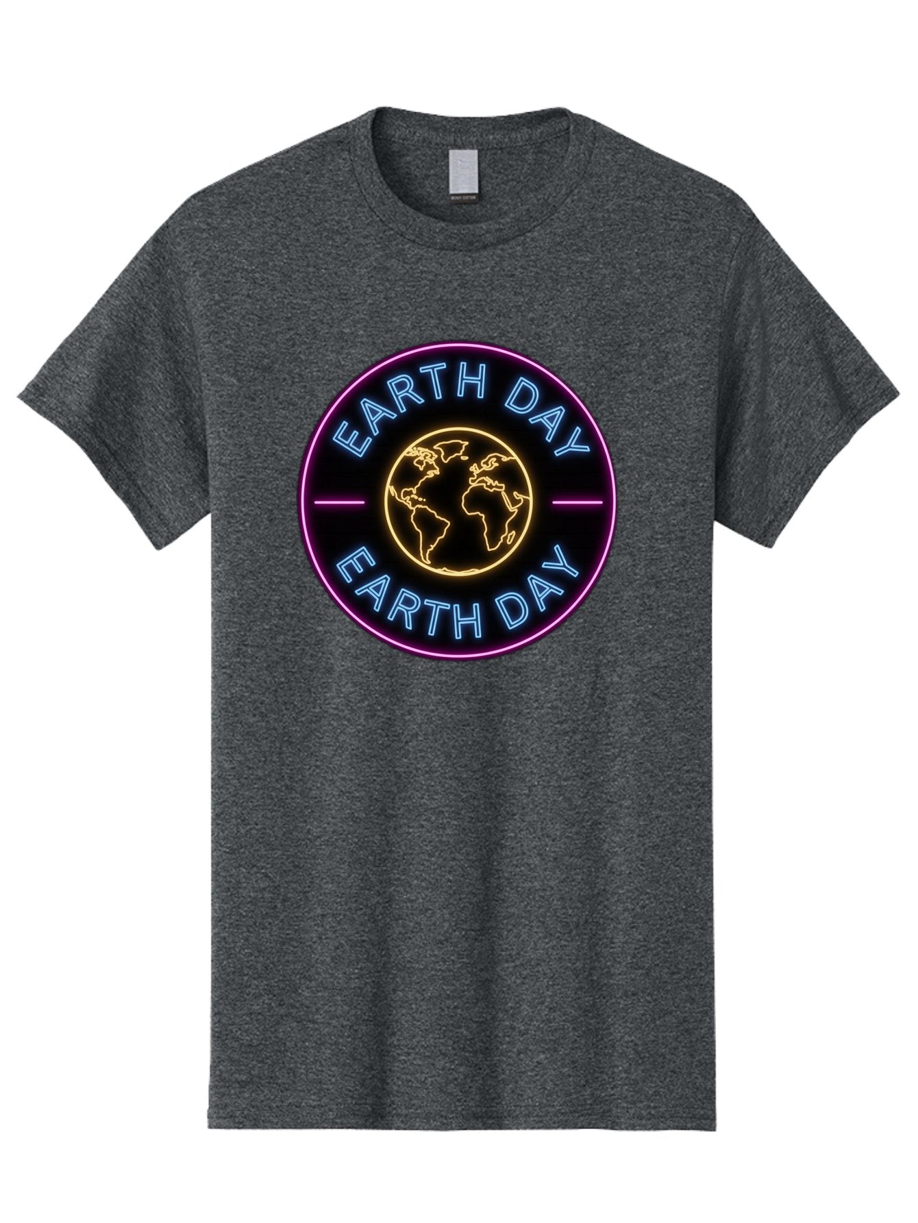 Earth-Day Men'S Graphic Tee, 100% Cotton, Comfortable Casual Summer Wear, Machine Washable, Earth Day Logo, Neon Sign, Global Awareness, Environmental Conservation, Eco-Friendly, Sustainability, Planet Earth Baa574 8