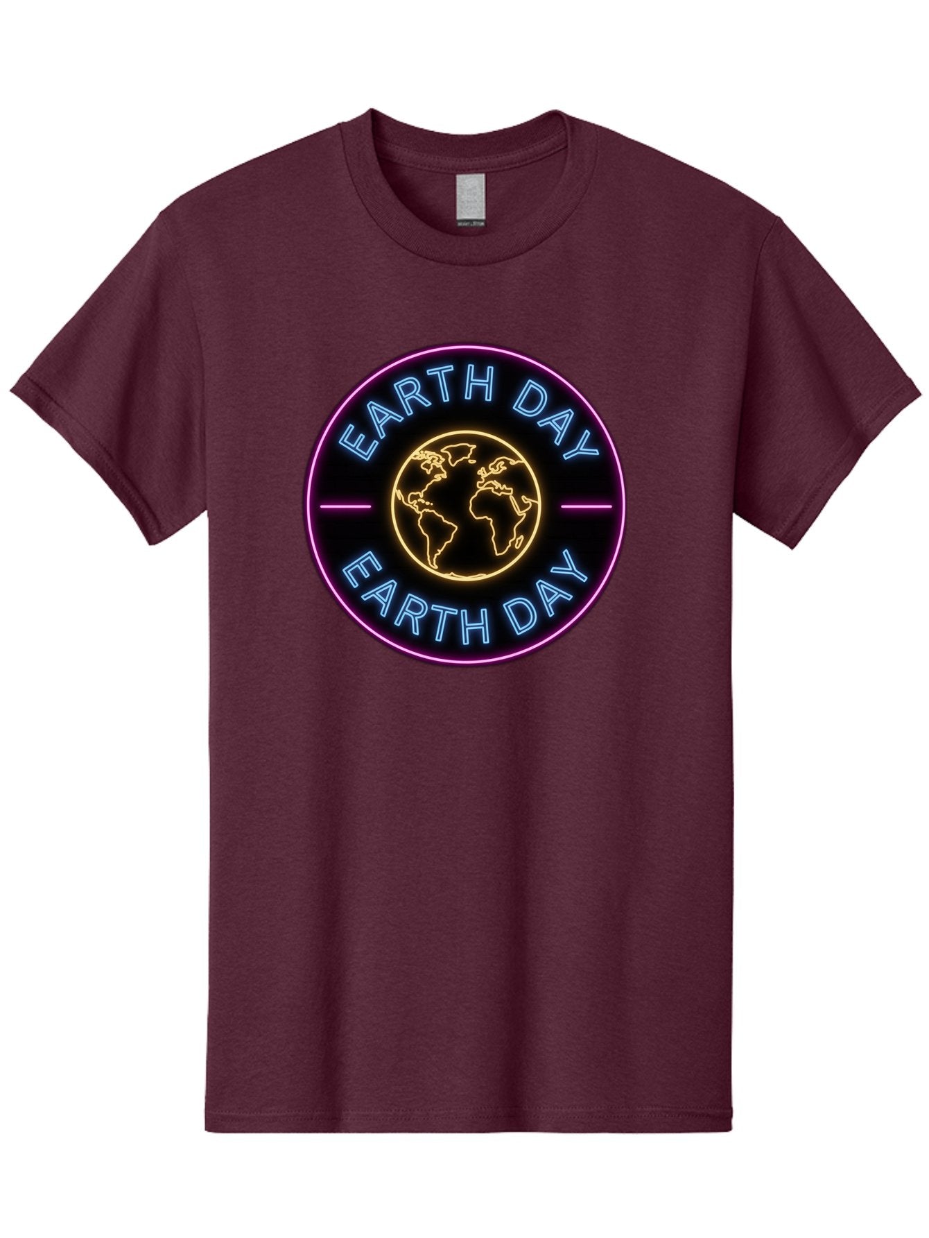 Earth-Day Men'S Graphic Tee, 100% Cotton, Comfortable Casual Summer Wear, Machine Washable, Earth Day Logo, Neon Sign, Global Awareness, Environmental Conservation, Eco-Friendly, Sustainability, Planet Earth Baa574 7