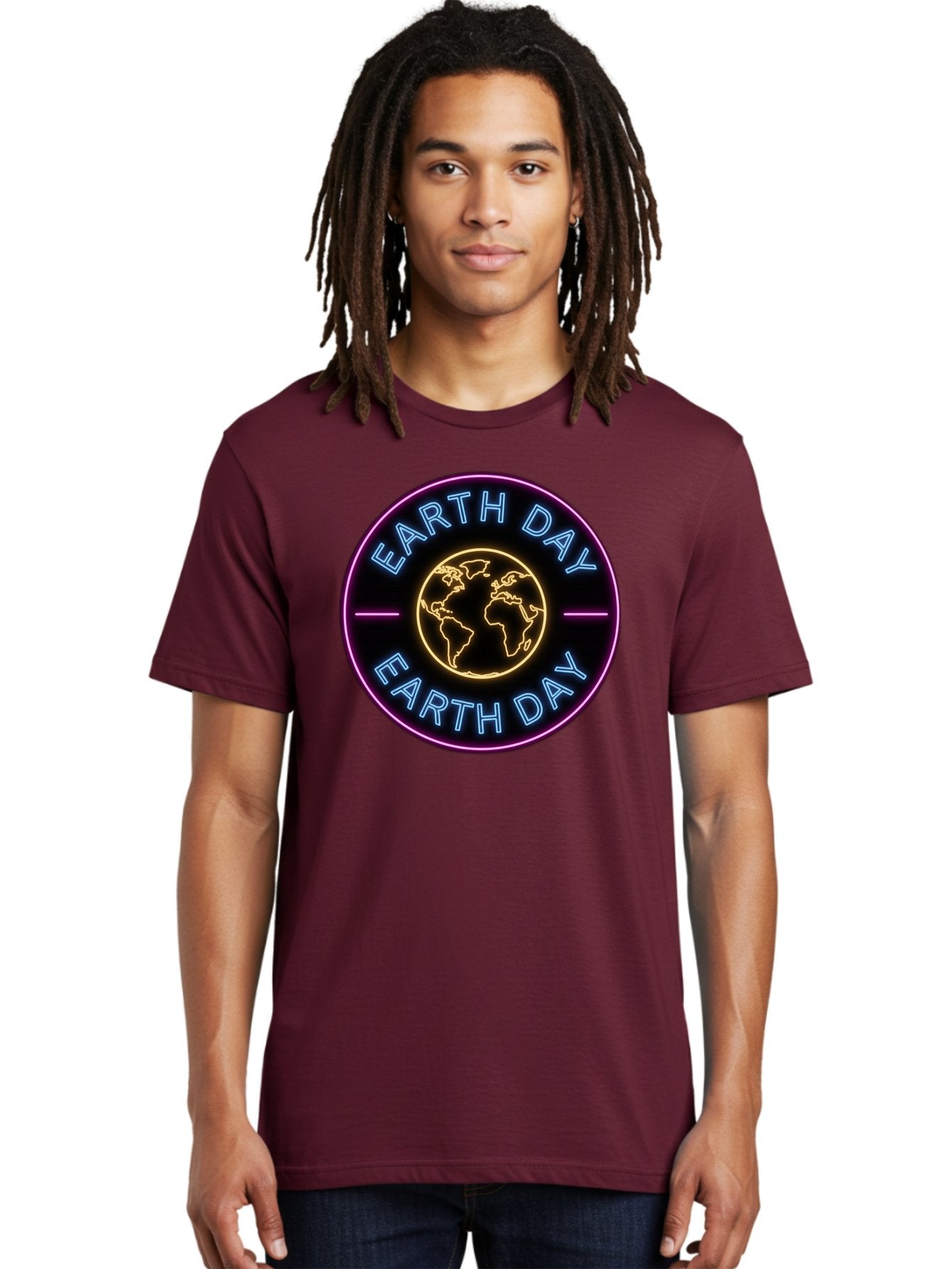 Earth-Day Men'S Graphic Tee, 100% Cotton, Comfortable Casual Summer Wear, Machine Washable, Earth Day Logo, Neon Sign, Global Awareness, Environmental Conservation, Eco-Friendly, Sustainability, Planet Earth Baa574 16