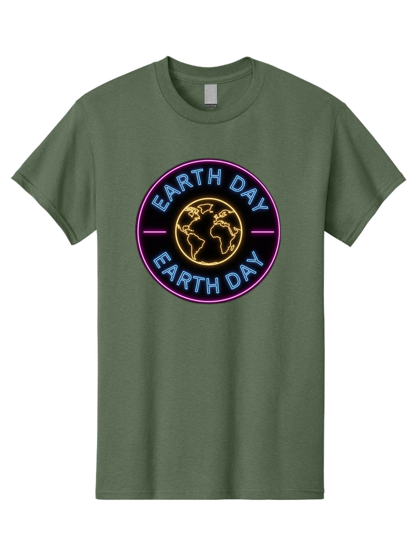 Earth-Day Men'S Graphic Tee, 100% Cotton, Comfortable Casual Summer Wear, Machine Washable, Earth Day Logo, Neon Sign, Global Awareness, Environmental Conservation, Eco-Friendly, Sustainability, Planet Earth Baa574 4