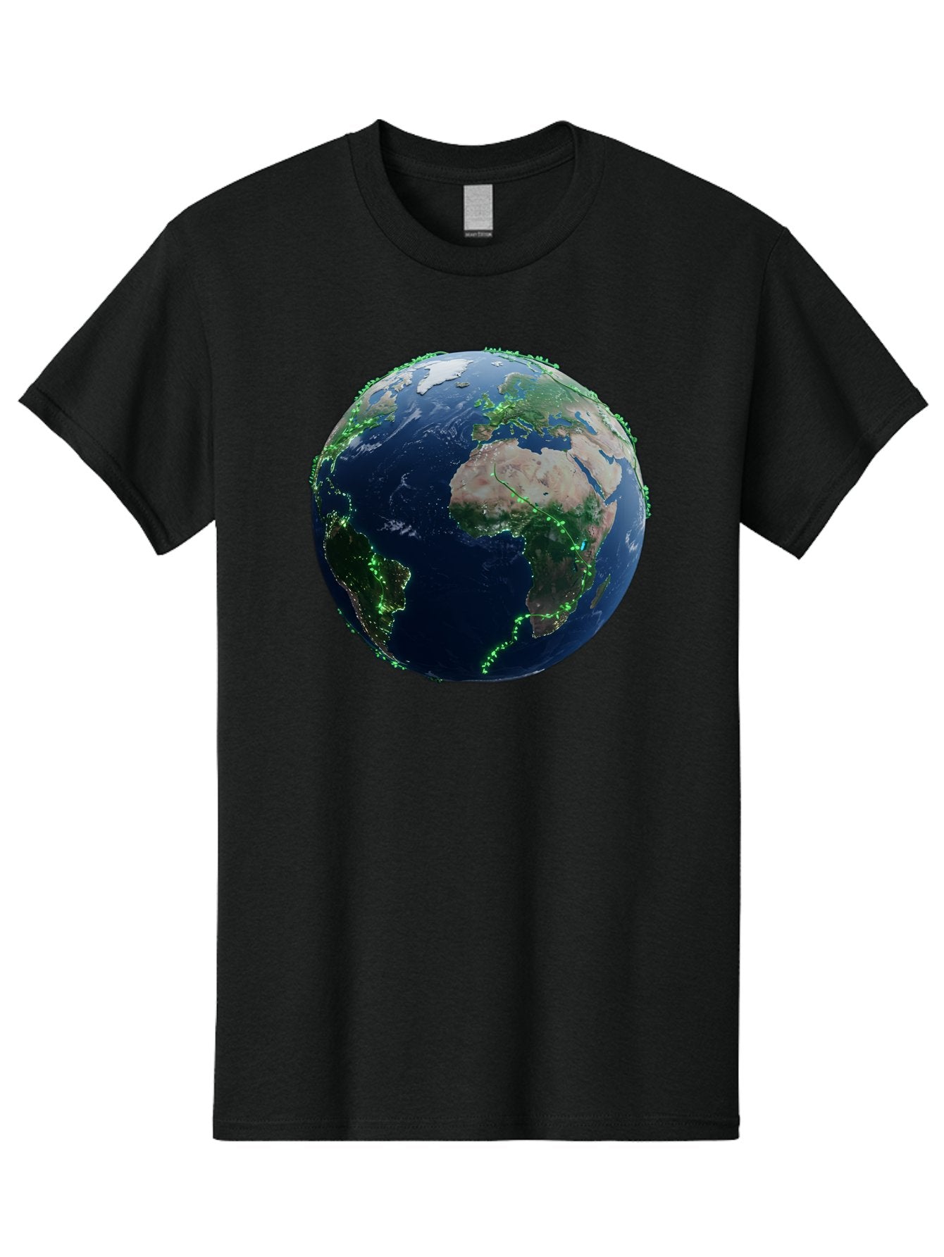 Earth-From-Space Men'S Graphic Tee, 100% Cotton, Comfortable Casual Summer Wear, Machine Washable, Globe Showing Africa And Europe, World Map, Planet Earth, Global Geography, Satellite View, International Connections, Global Technology Baa575 7