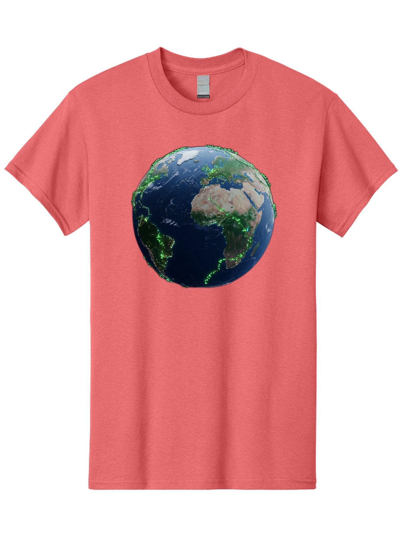 Earth-From-Space Men'S Graphic Tee, 100% Cotton, Comfortable Casual Summer Wear, Machine Washable, Globe Showing Africa And Europe, World Map, Planet Earth, Global Geography, Satellite View, International Connections, Global Technology Baa575 6