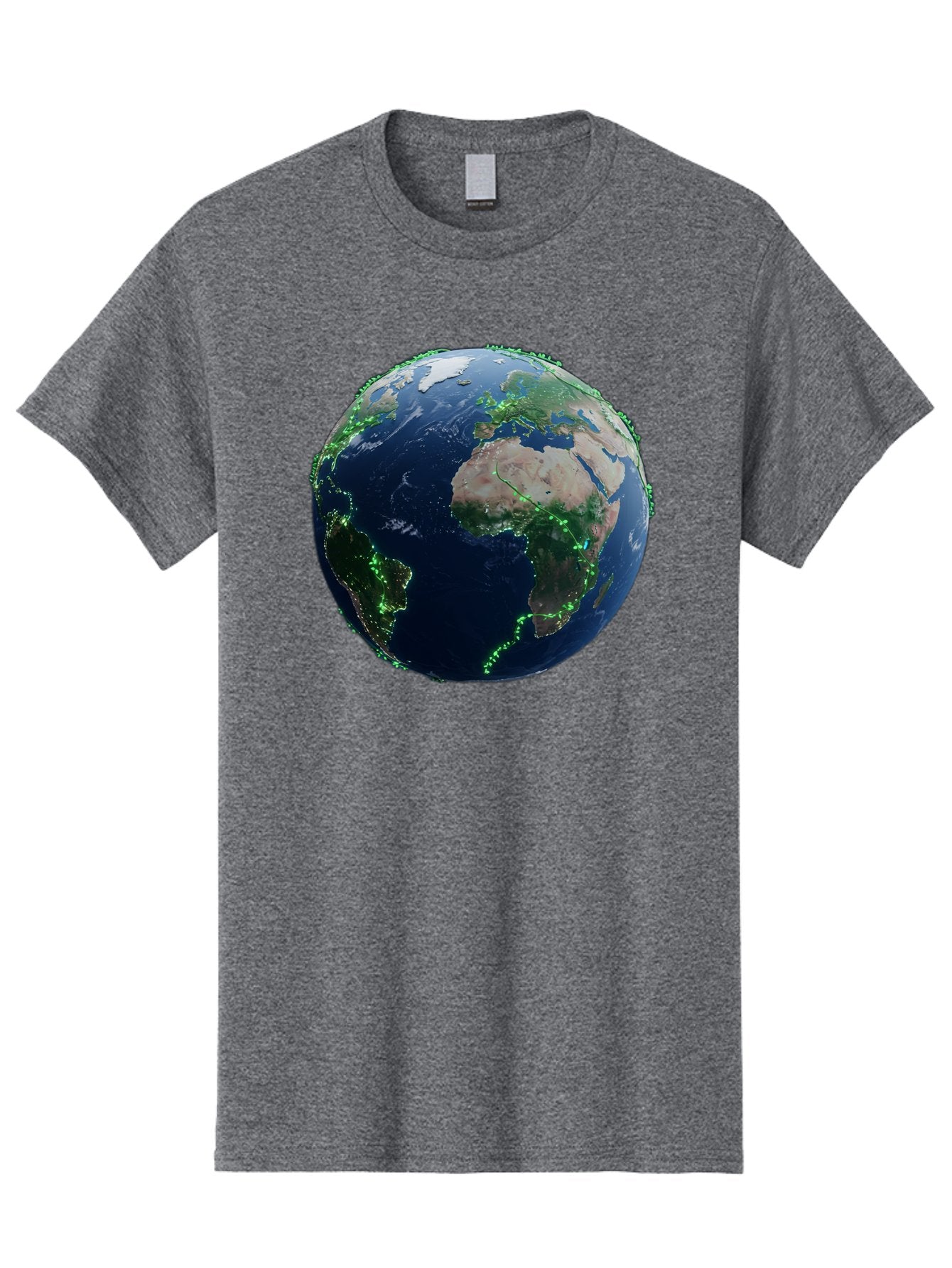 Earth-From-Space Men'S Graphic Tee, 100% Cotton, Comfortable Casual Summer Wear, Machine Washable, Globe Showing Africa And Europe, World Map, Planet Earth, Global Geography, Satellite View, International Connections, Global Technology Baa575 5