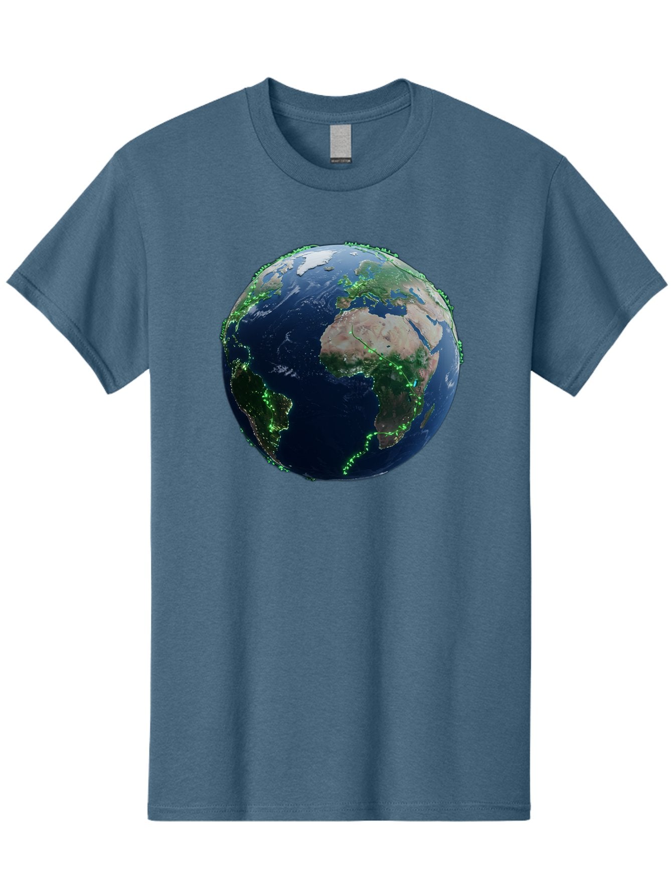 Earth-From-Space Men'S Graphic Tee, 100% Cotton, Comfortable Casual Summer Wear, Machine Washable, Globe Showing Africa And Europe, World Map, Planet Earth, Global Geography, Satellite View, International Connections, Global Technology Baa575