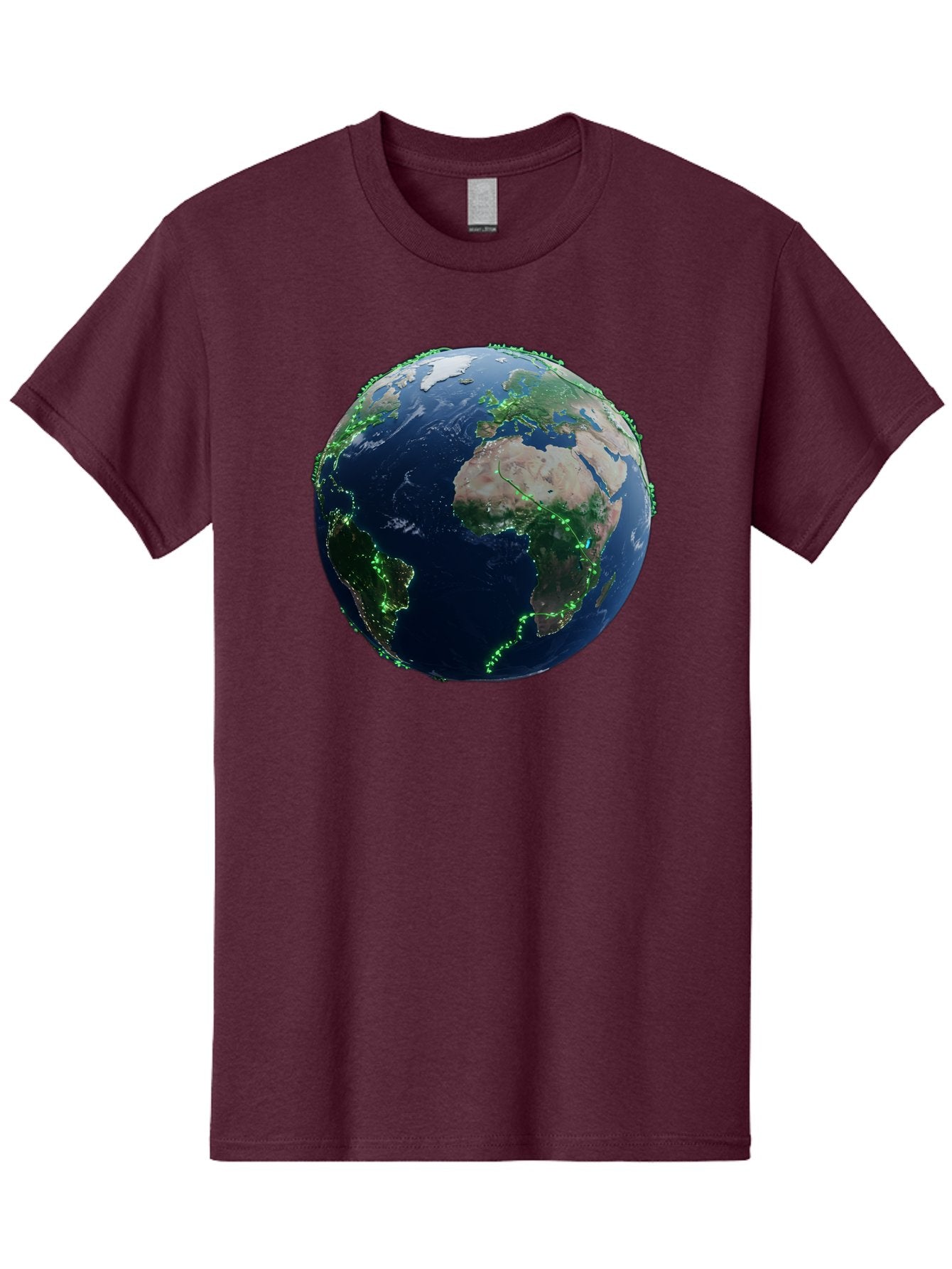 Earth-From-Space Men'S Graphic Tee, 100% Cotton, Comfortable Casual Summer Wear, Machine Washable, Globe Showing Africa And Europe, World Map, Planet Earth, Global Geography, Satellite View, International Connections, Global Technology Baa575 8