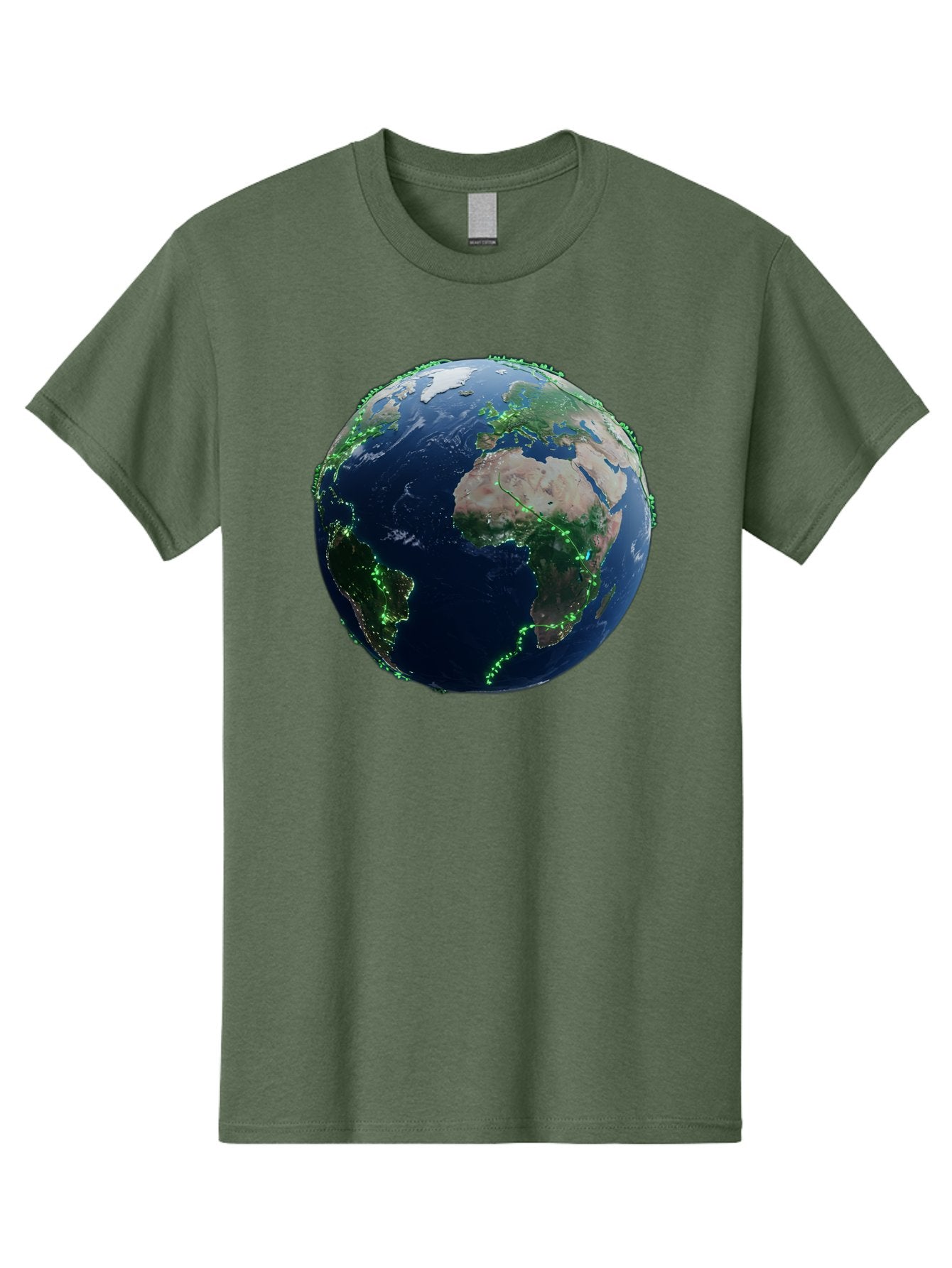 Earth-From-Space Men'S Graphic Tee, 100% Cotton, Comfortable Casual Summer Wear, Machine Washable, Globe Showing Africa And Europe, World Map, Planet Earth, Global Geography, Satellite View, International Connections, Global Technology Baa575