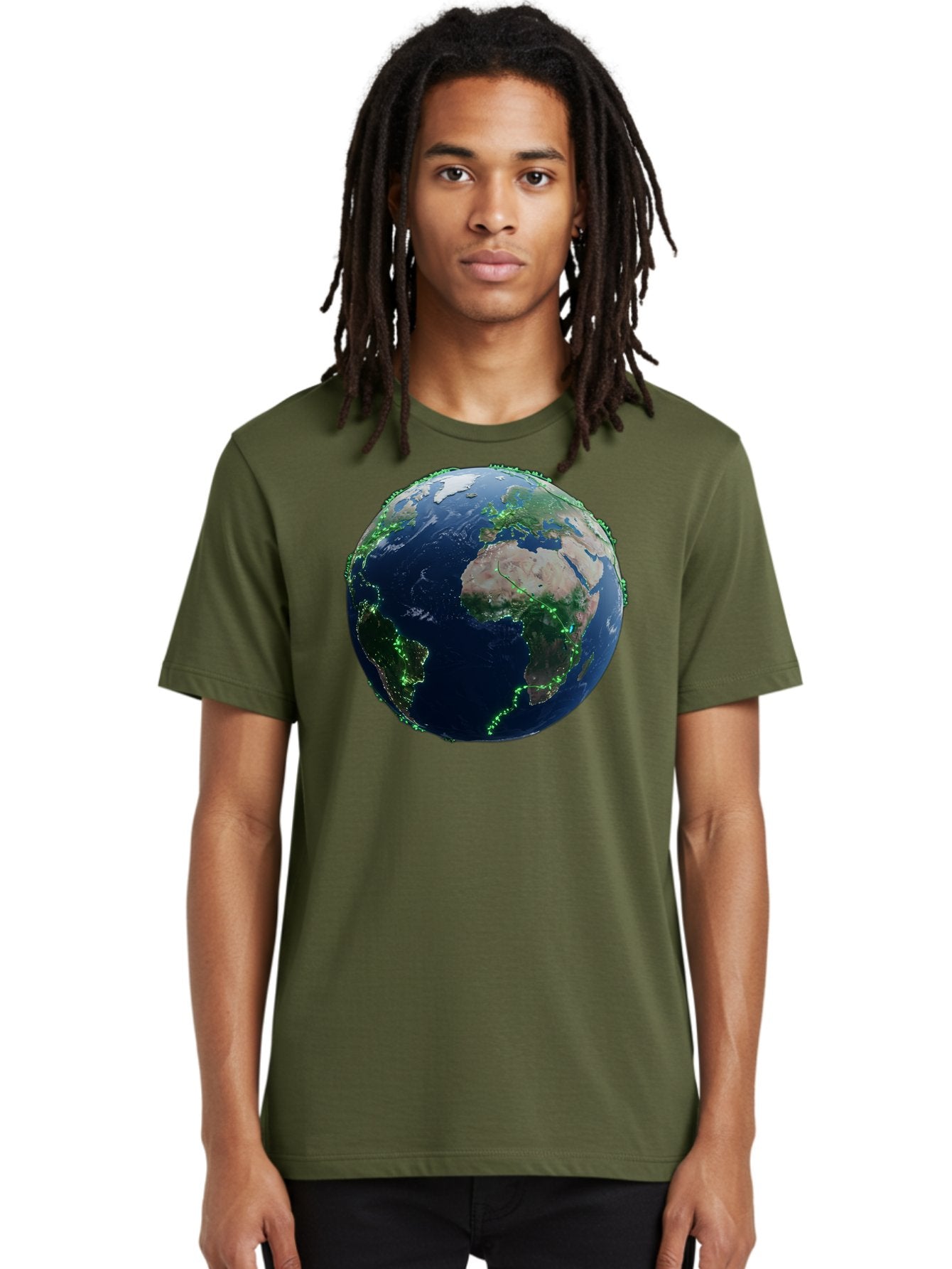 Earth-From-Space Men'S Graphic Tee, 100% Cotton, Comfortable Casual Summer Wear, Machine Washable, Globe Showing Africa And Europe, World Map, Planet Earth, Global Geography, Satellite View, International Connections, Global Technology Baa575 19