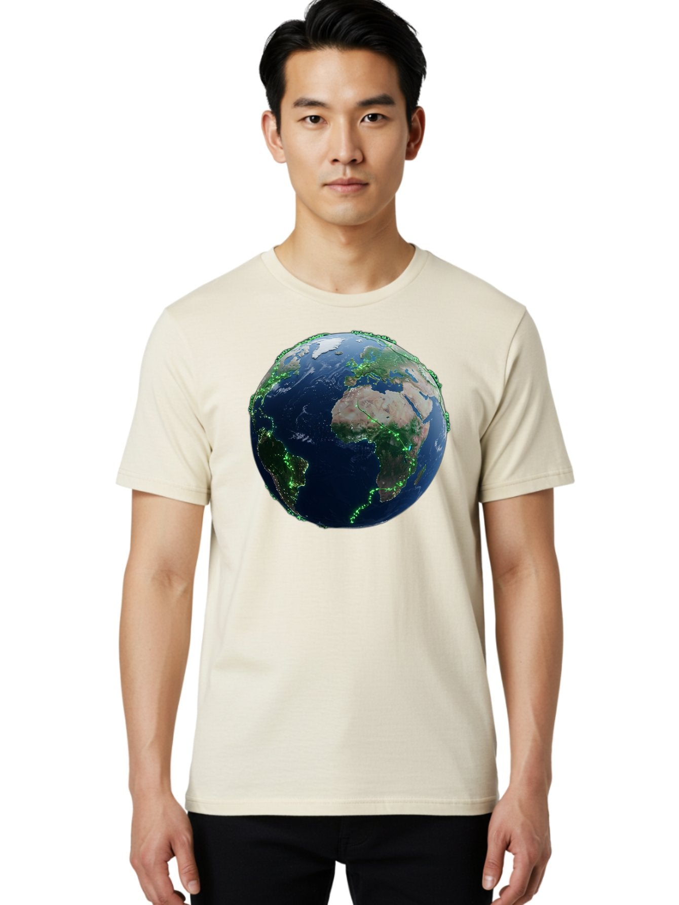 Earth-From-Space Men'S Graphic Tee, 100% Cotton, Comfortable Casual Summer Wear, Machine Washable, Globe Showing Africa And Europe, World Map, Planet Earth, Global Geography, Satellite View, International Connections, Global Technology Baa575 20