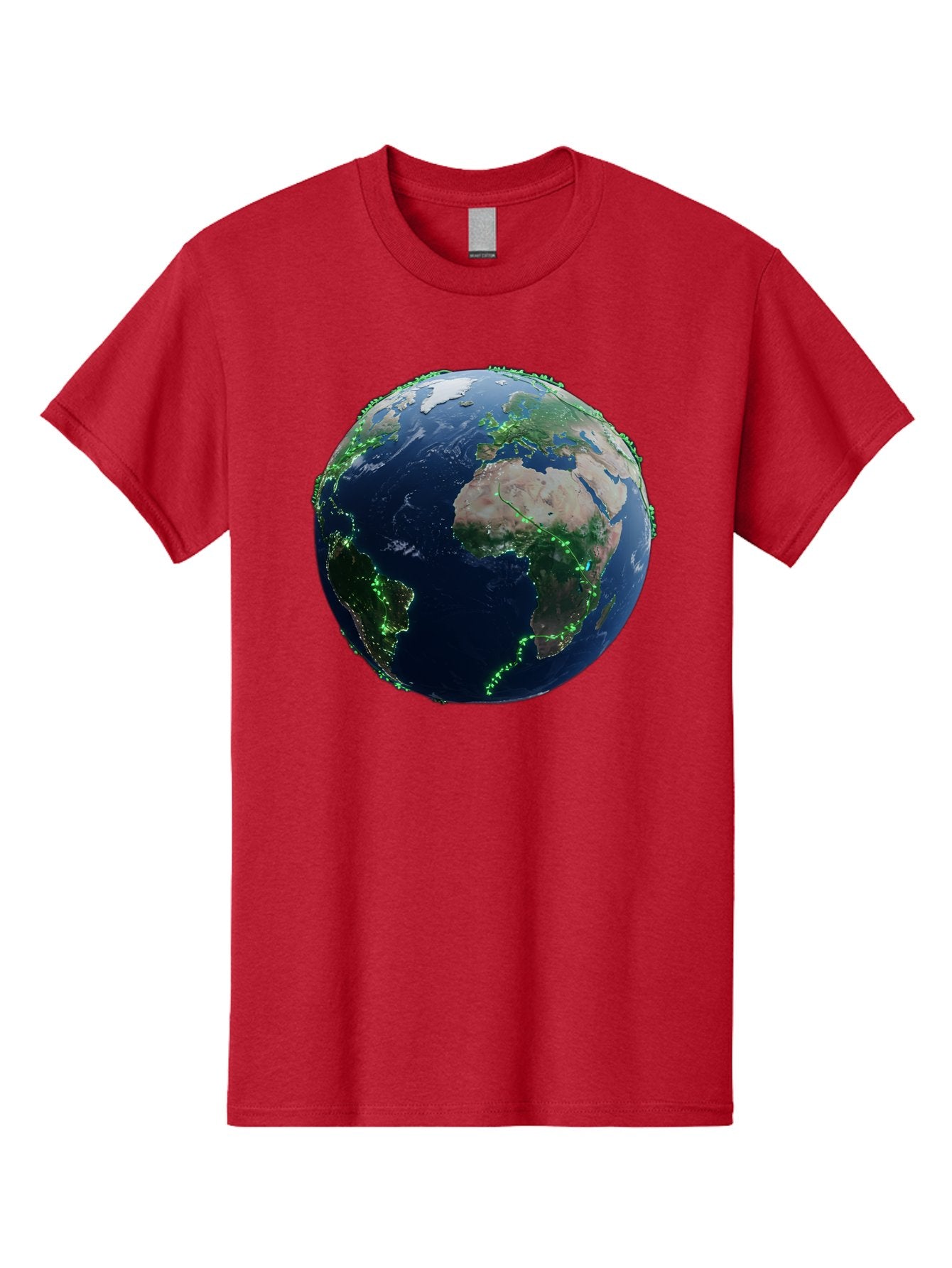 Earth-From-Space Men'S Graphic Tee, 100% Cotton, Comfortable Casual Summer Wear, Machine Washable, Globe Showing Africa And Europe, World Map, Planet Earth, Global Geography, Satellite View, International Connections, Global Technology Baa575 12