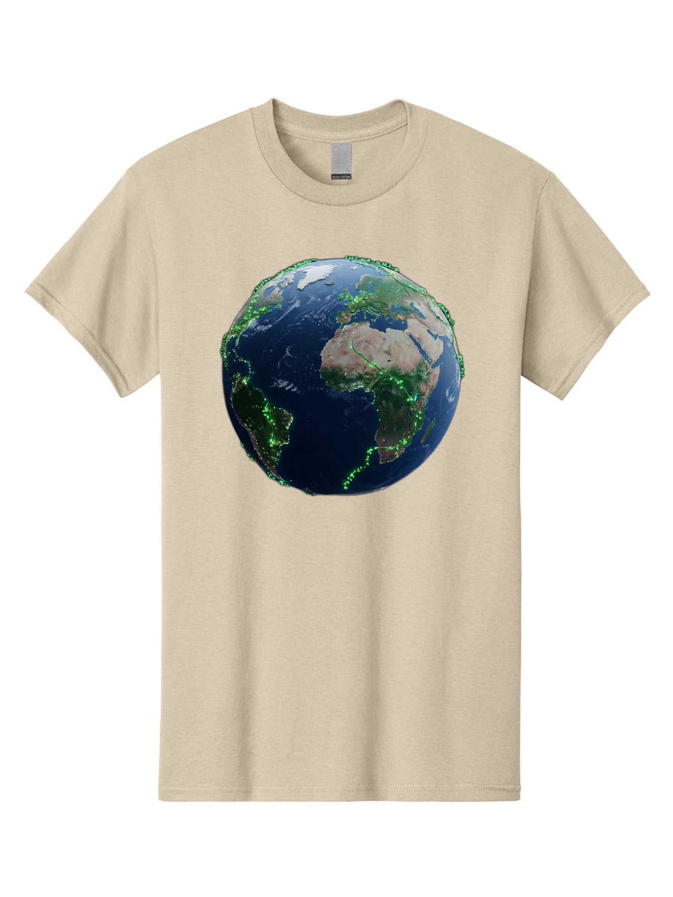 Earth-From-Space Men'S Graphic Tee, 100% Cotton, Comfortable Casual Summer Wear, Machine Washable, Globe Showing Africa And Europe, World Map, Planet Earth, Global Geography, Satellite View, International Connections, Global Technology Baa575 9