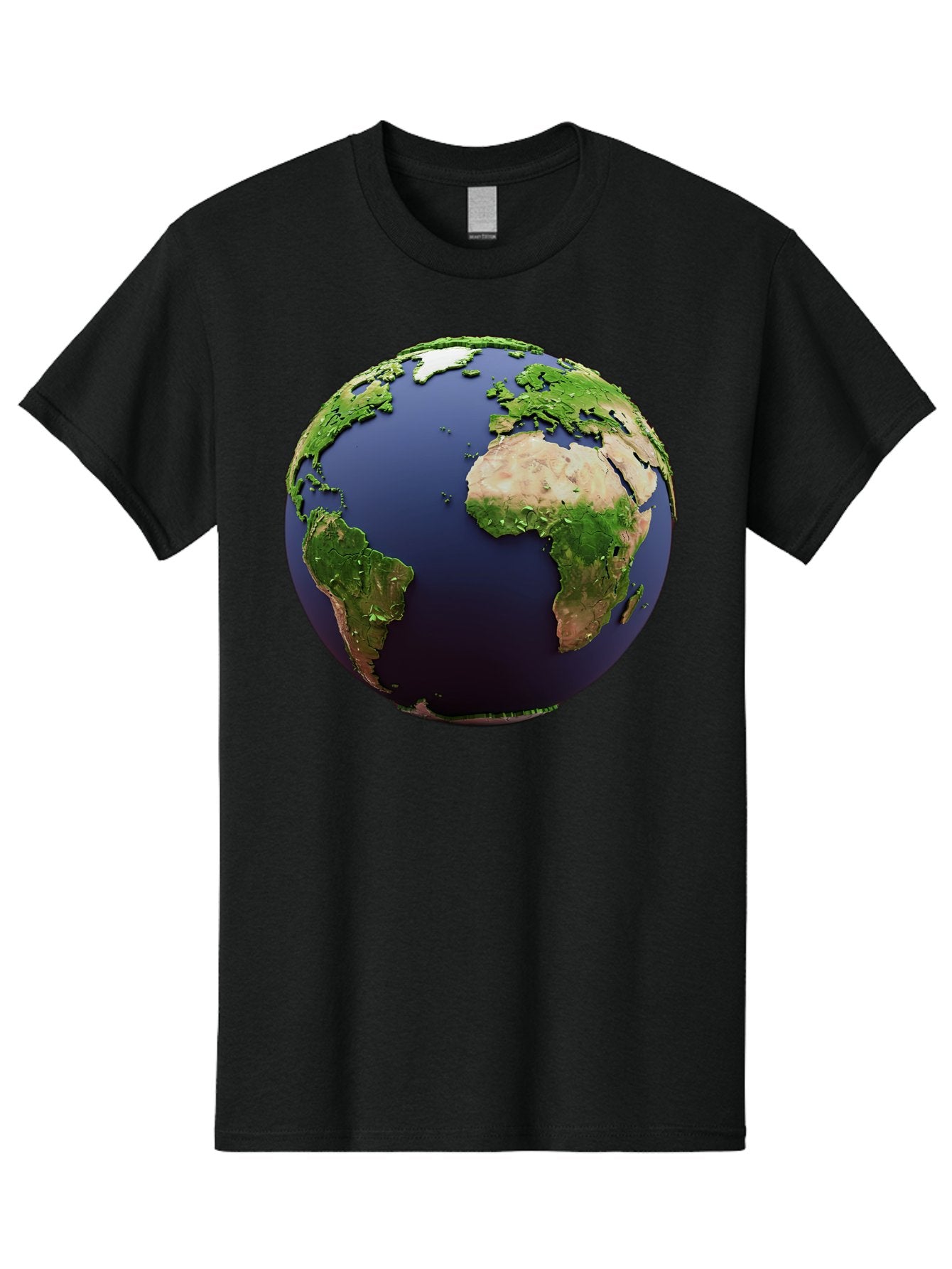 Earth-Globe-1 Men'S Graphic Tee, 100% Cotton, Comfortable Casual Summer Wear, Machine Washable, Globe Showing Africa And South America, 3D Rendering, World Map, Global Geography, Earth From Space, International Perspective, Baa576