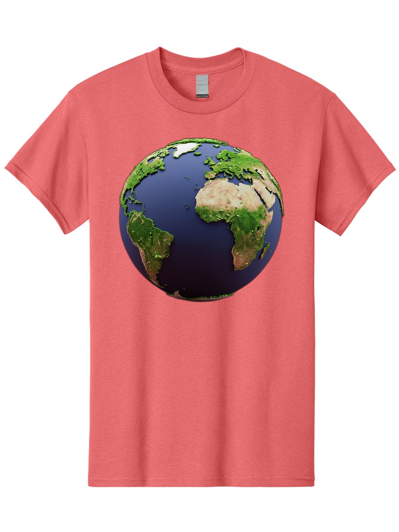 Earth-Globe-1 Men'S Graphic Tee, 100% Cotton, Comfortable Casual Summer Wear, Machine Washable, Globe Showing Africa And South America, 3D Rendering, World Map, Global Geography, Earth From Space, International Perspective, Baa576 9
