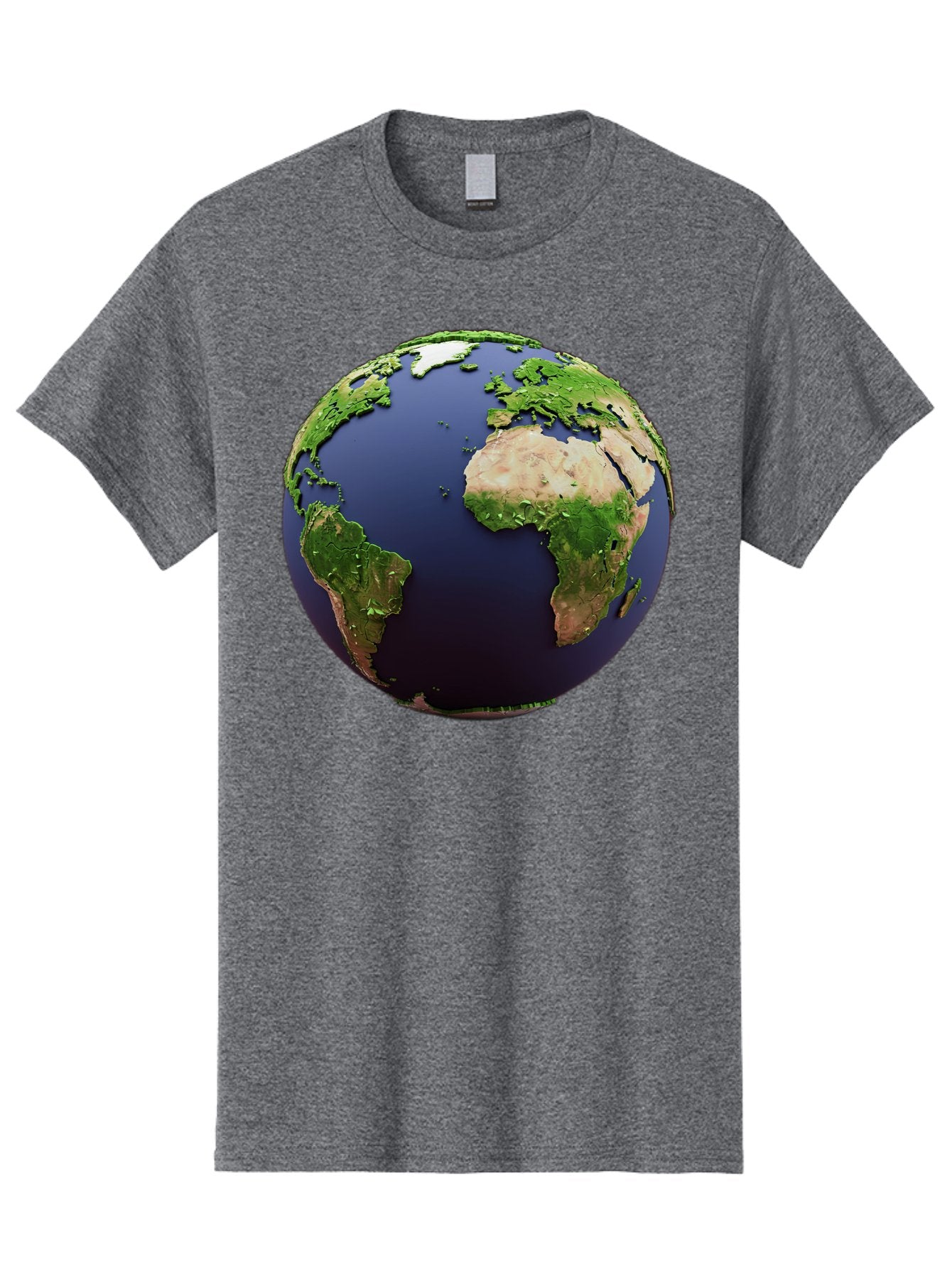 Earth-Globe-1 Men'S Graphic Tee, 100% Cotton, Comfortable Casual Summer Wear, Machine Washable, Globe Showing Africa And South America, 3D Rendering, World Map, Global Geography, Earth From Space, International Perspective, Baa576 7