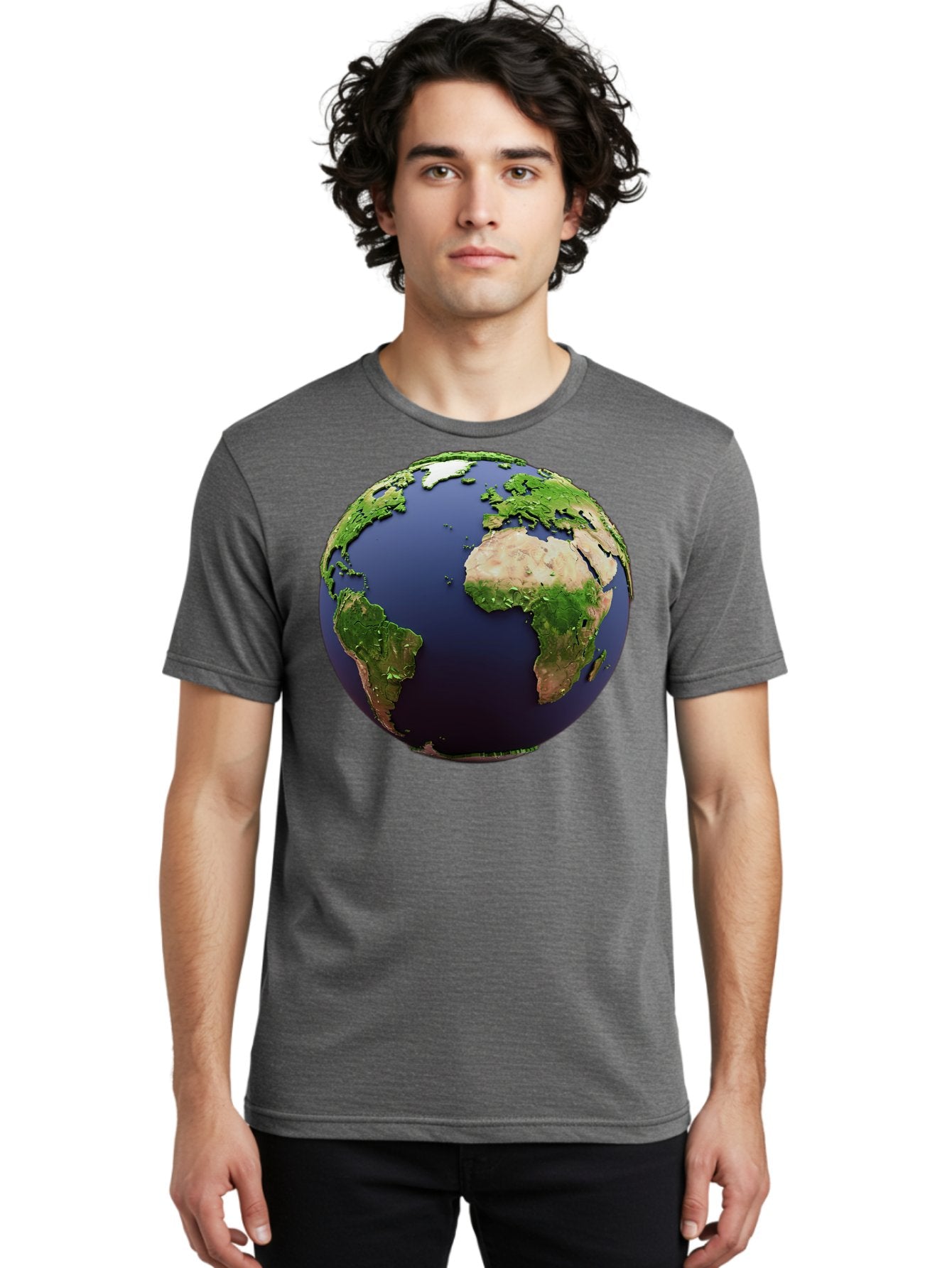 Earth-Globe-1 Men'S Graphic Tee, 100% Cotton, Comfortable Casual Summer Wear, Machine Washable, Globe Showing Africa And South America, 3D Rendering, World Map, Global Geography, Earth From Space, International Perspective, Baa576 16