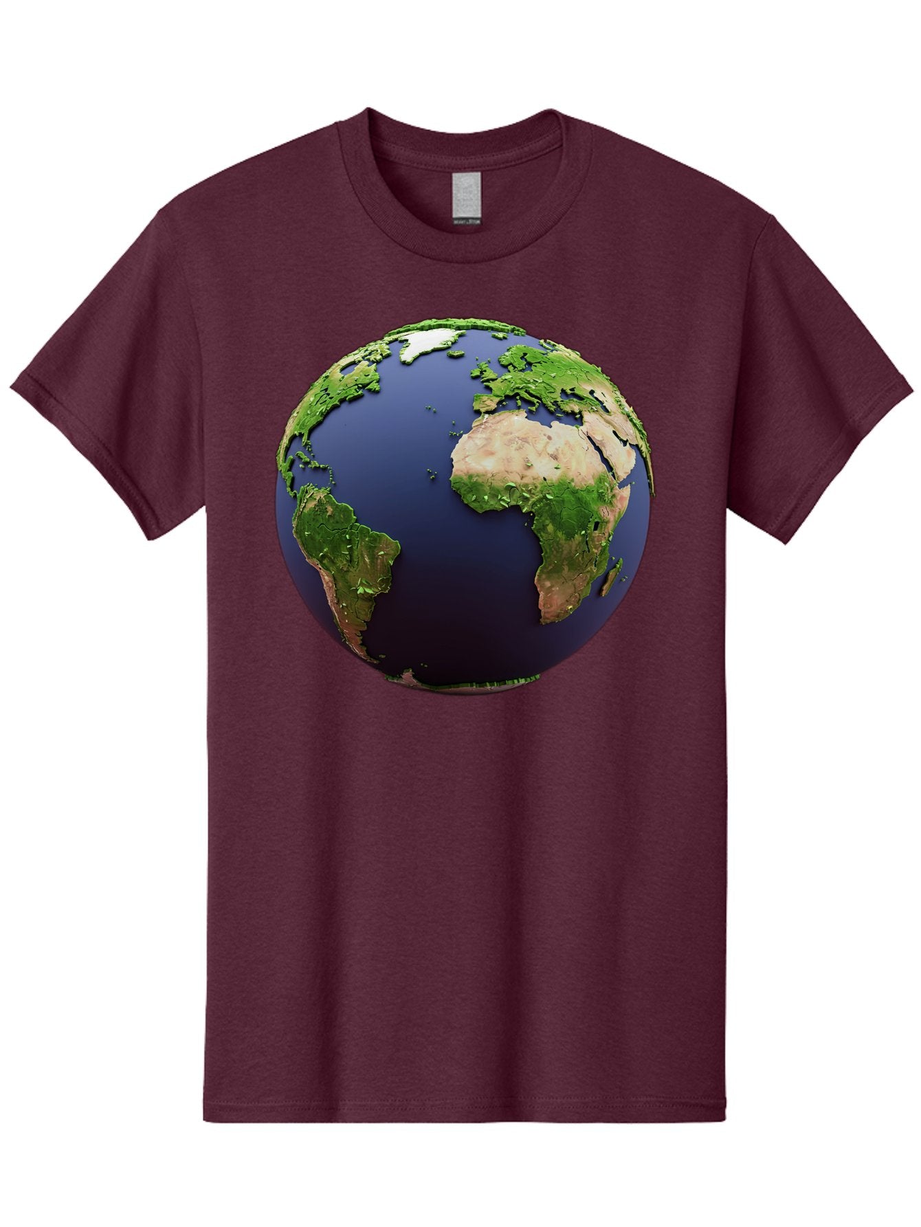 Earth-Globe-1 Men'S Graphic Tee, 100% Cotton, Comfortable Casual Summer Wear, Machine Washable, Globe Showing Africa And South America, 3D Rendering, World Map, Global Geography, Earth From Space, International Perspective, Baa576 4