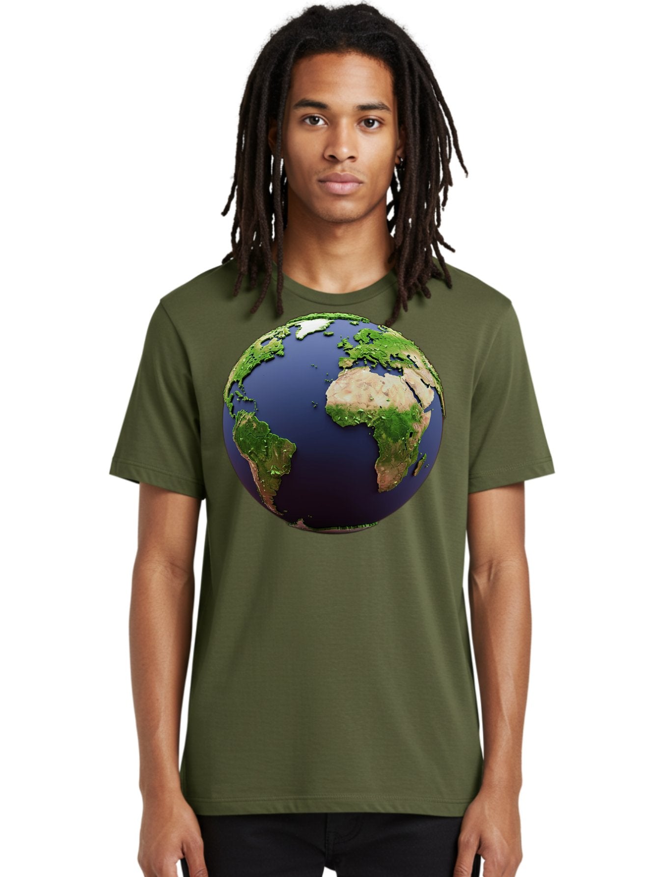 Earth-Globe-1 Men'S Graphic Tee, 100% Cotton, Comfortable Casual Summer Wear, Machine Washable, Globe Showing Africa And South America, 3D Rendering, World Map, Global Geography, Earth From Space, International Perspective, Baa576 27