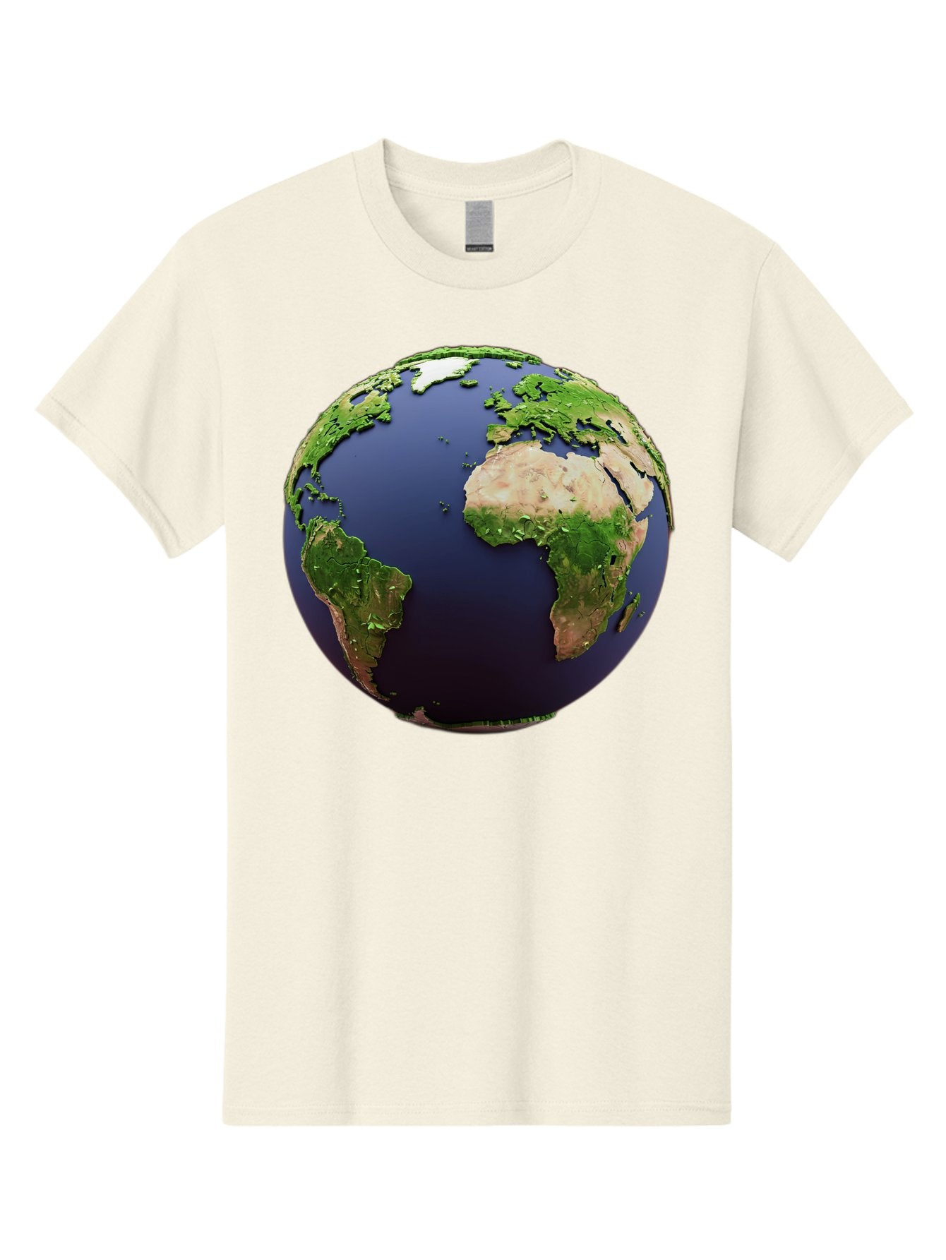 Earth-Globe-1 Men'S Graphic Tee, 100% Cotton, Comfortable Casual Summer Wear, Machine Washable, Globe Showing Africa And South America, 3D Rendering, World Map, Global Geography, Earth From Space, International Perspective, Baa576