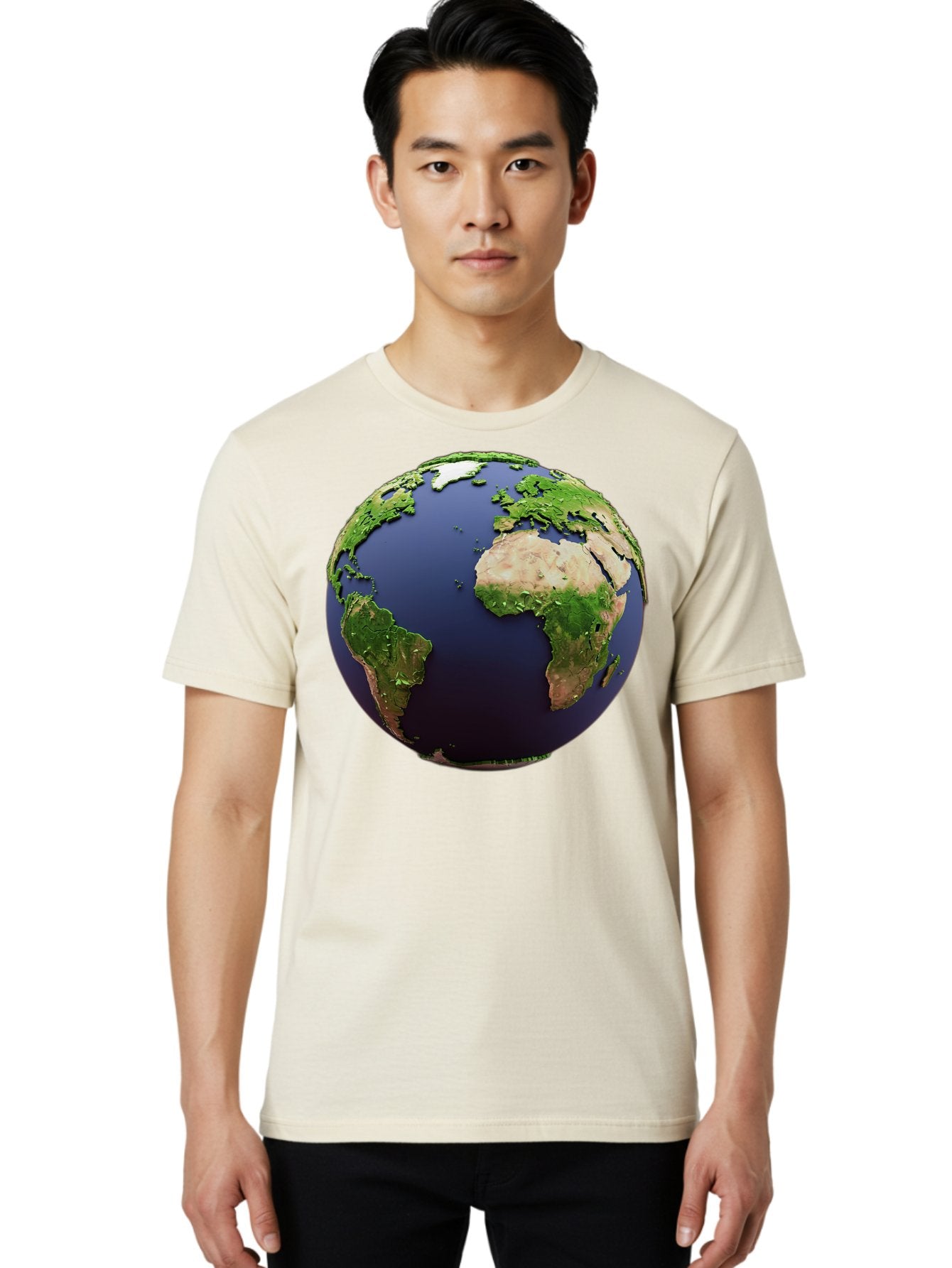 Earth-Globe-1 Men'S Graphic Tee, 100% Cotton, Comfortable Casual Summer Wear, Machine Washable, Globe Showing Africa And South America, 3D Rendering, World Map, Global Geography, Earth From Space, International Perspective, Baa576 21